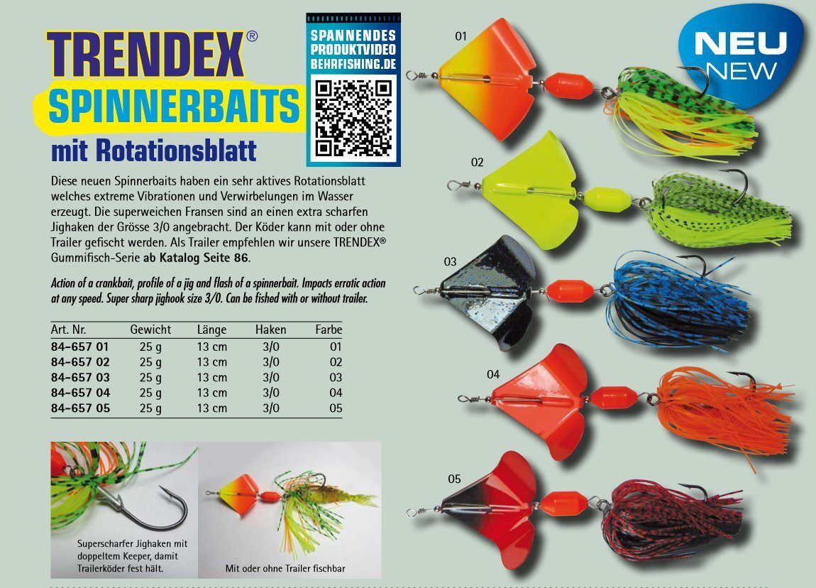 Behr Kunstköder Trendex extreme 02 Verwirbelungen Zander Hecht und Barsch, Spinnerbaits Vibrationen Rotationsblatt Raubfischen