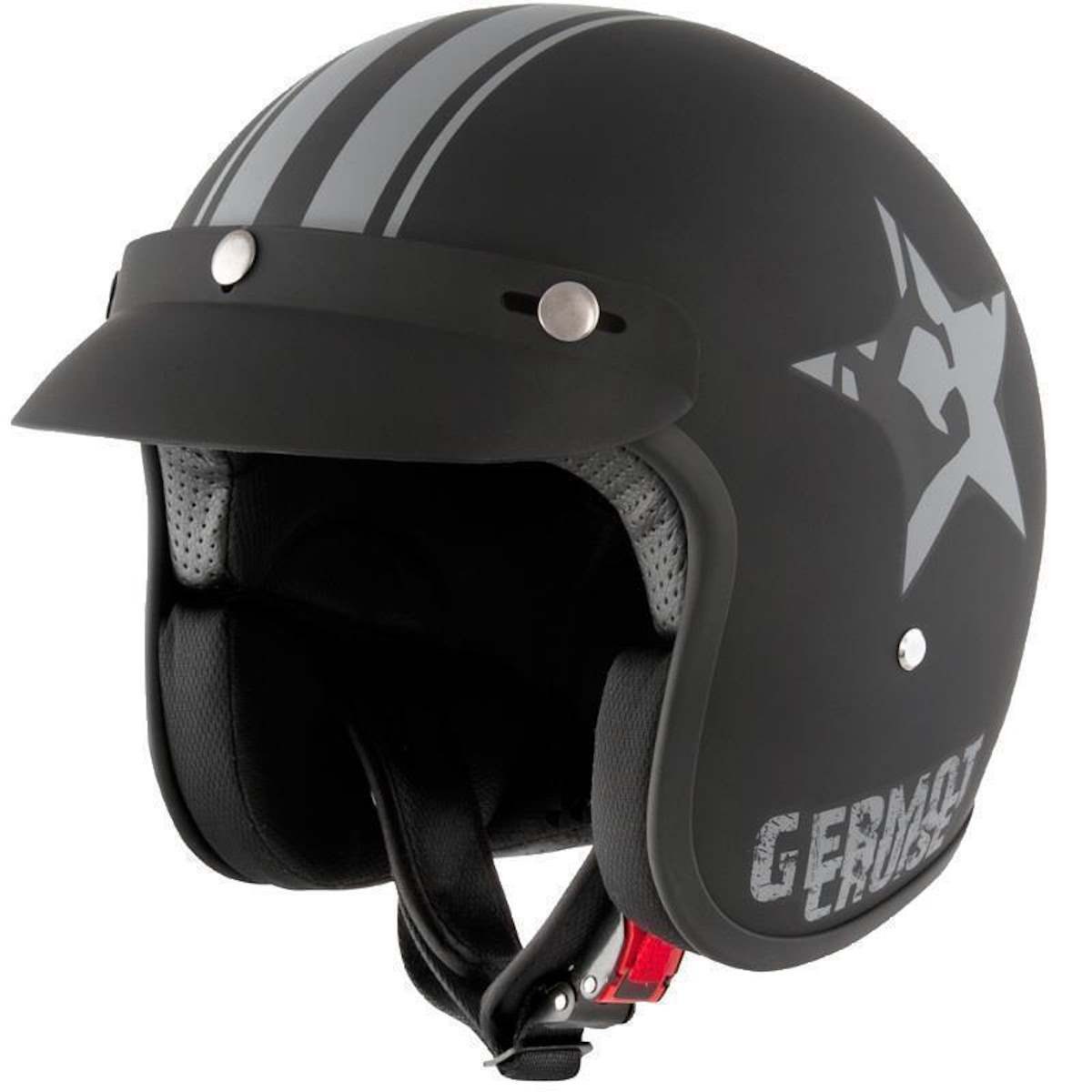 Germot Motorradhelm Germot GM 77 Star Jethelm Matt-Schwarz / Grau XS (1er Set)