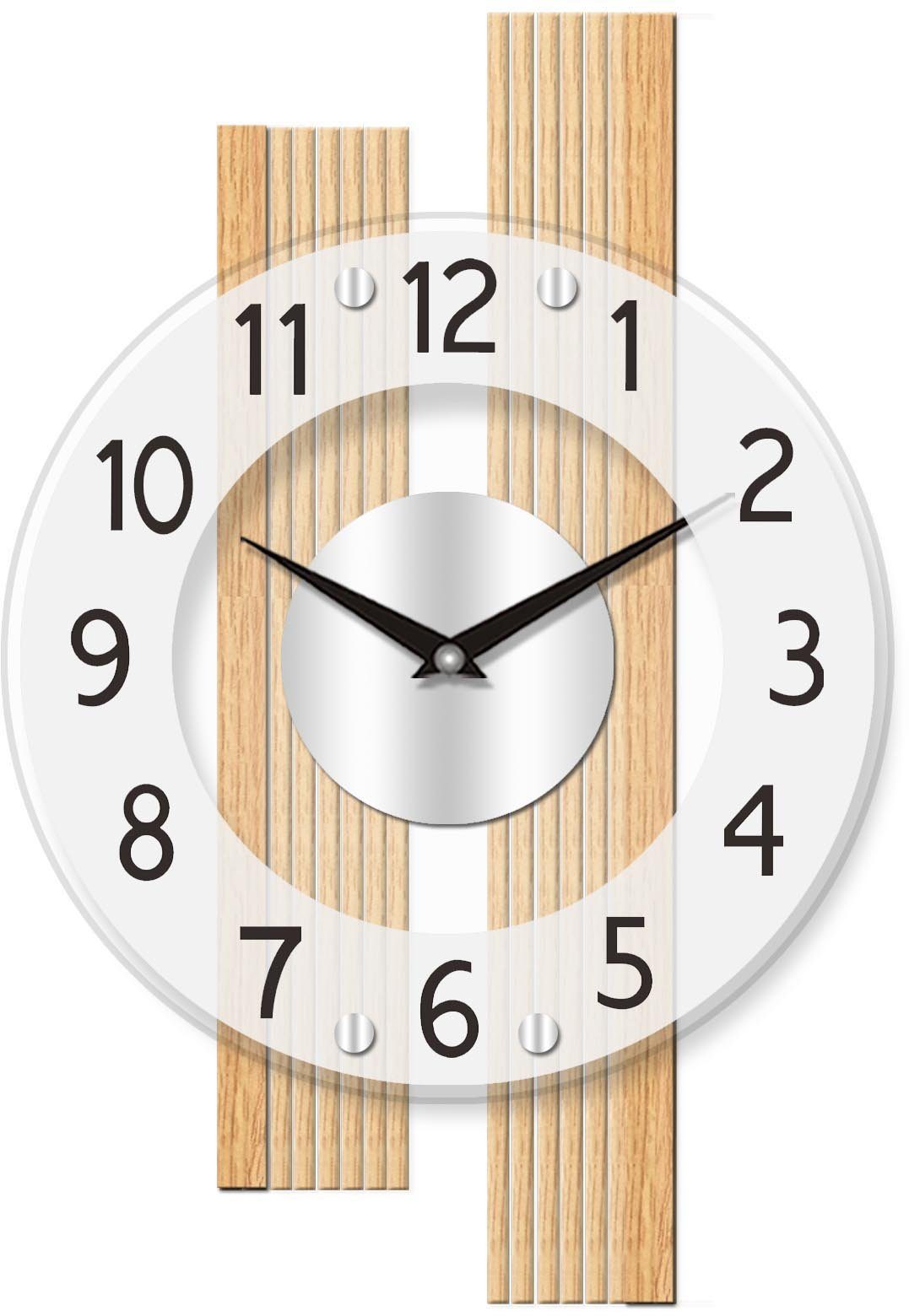 AMS Funkwanduhr F5874 (Quarz,Holz,Buche,Wohnzimmer,Esszimmer,Made in Germany,Büro,Flur)