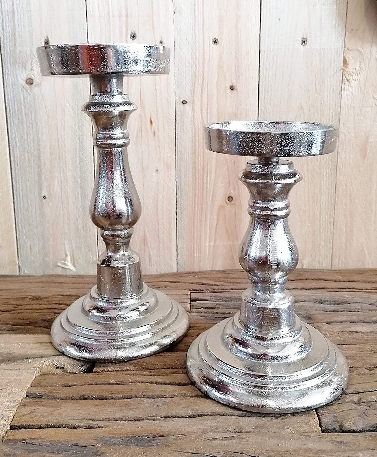 MichaelNoll Kerzenständer Kerzenständer 2er Set Aluminium Kerzenleuchter H 20 cm / 25 cm