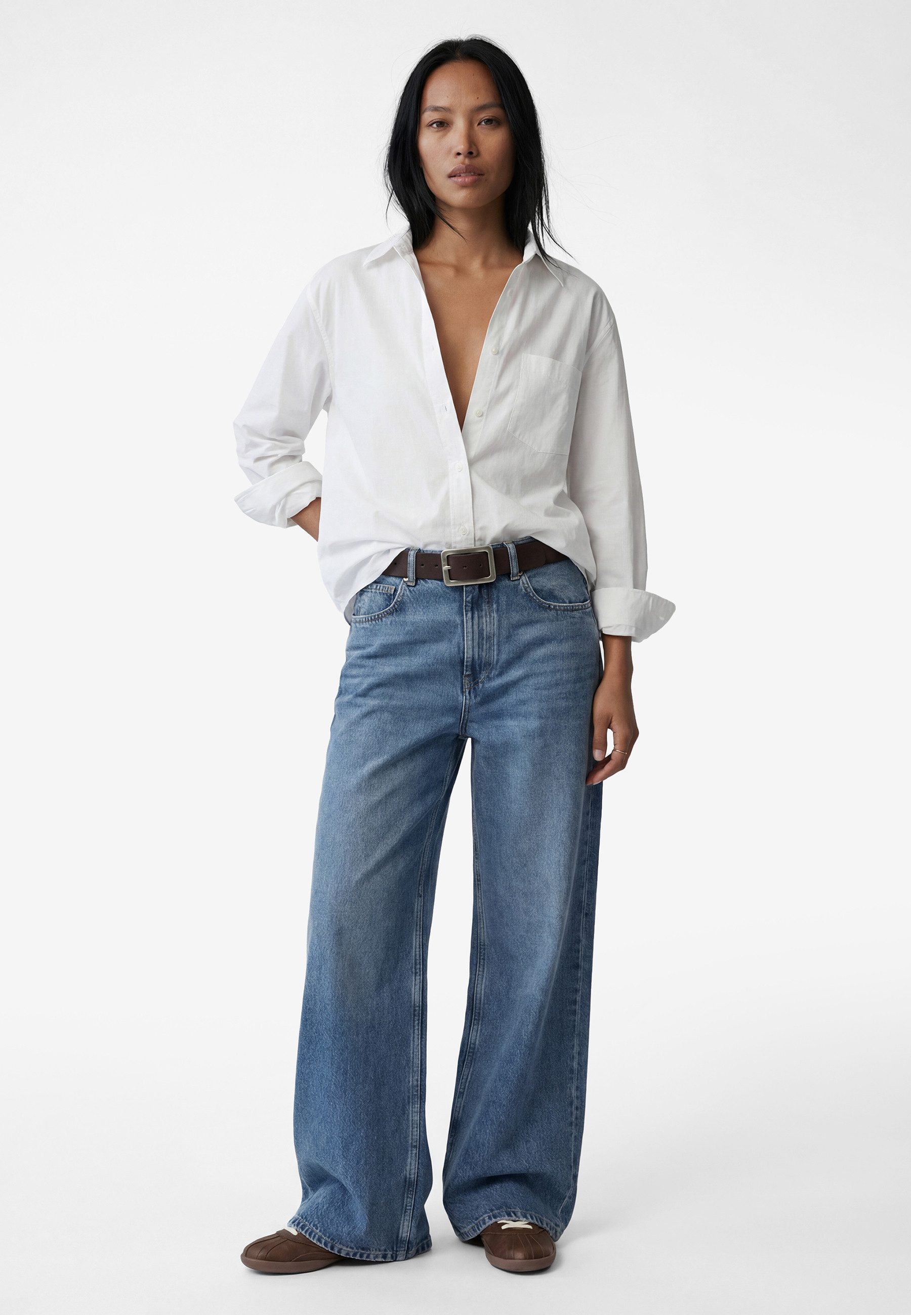 Koton Hemdbluse Koton Baumwoll-Poplin-Langarmhemd