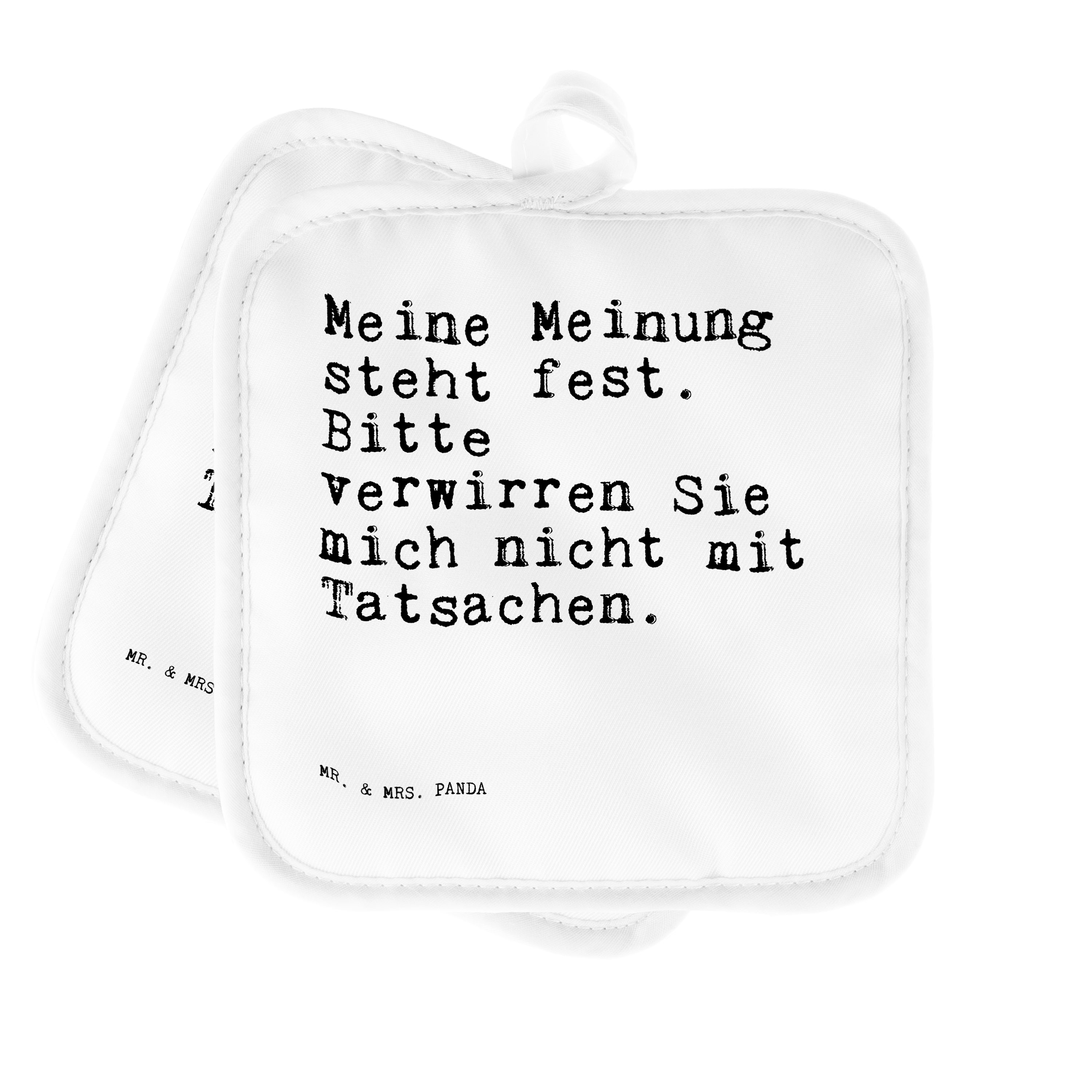 Geschenk, Meinung Mr. (1-tlg) steht & Topflappen Weiß - Topfl, witzig, fest.... - Meine lustig, Panda Mrs.