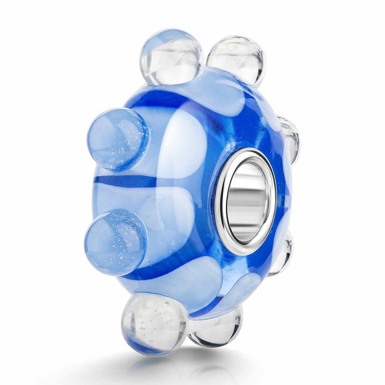 Bead Glasperle 3D Punkte Hellblau 446