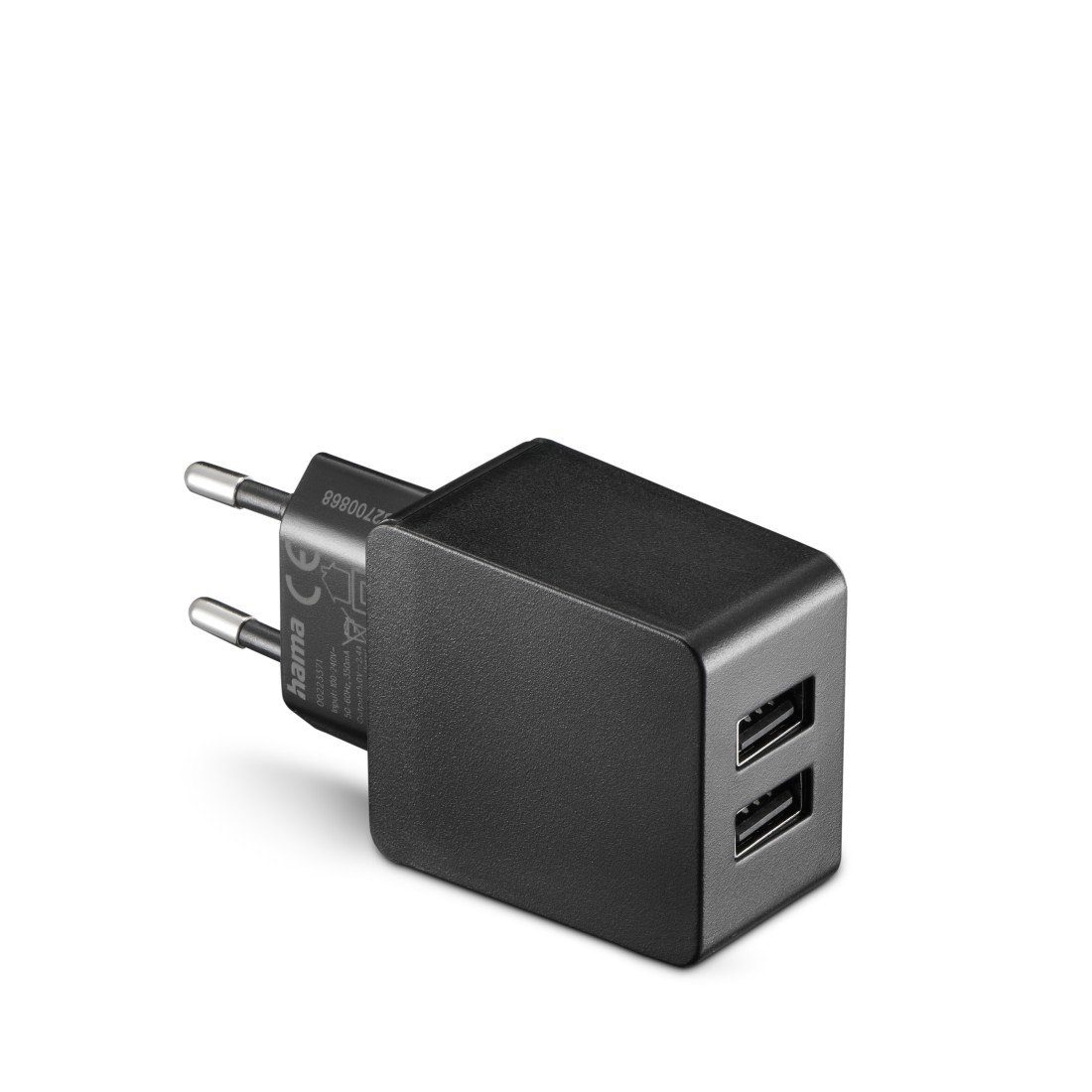 Hama Ladegerät für Smartphone, Tablet, universal, 2x USB-A, 12W, Schwarz USB-Ladegerät (1-tlg)