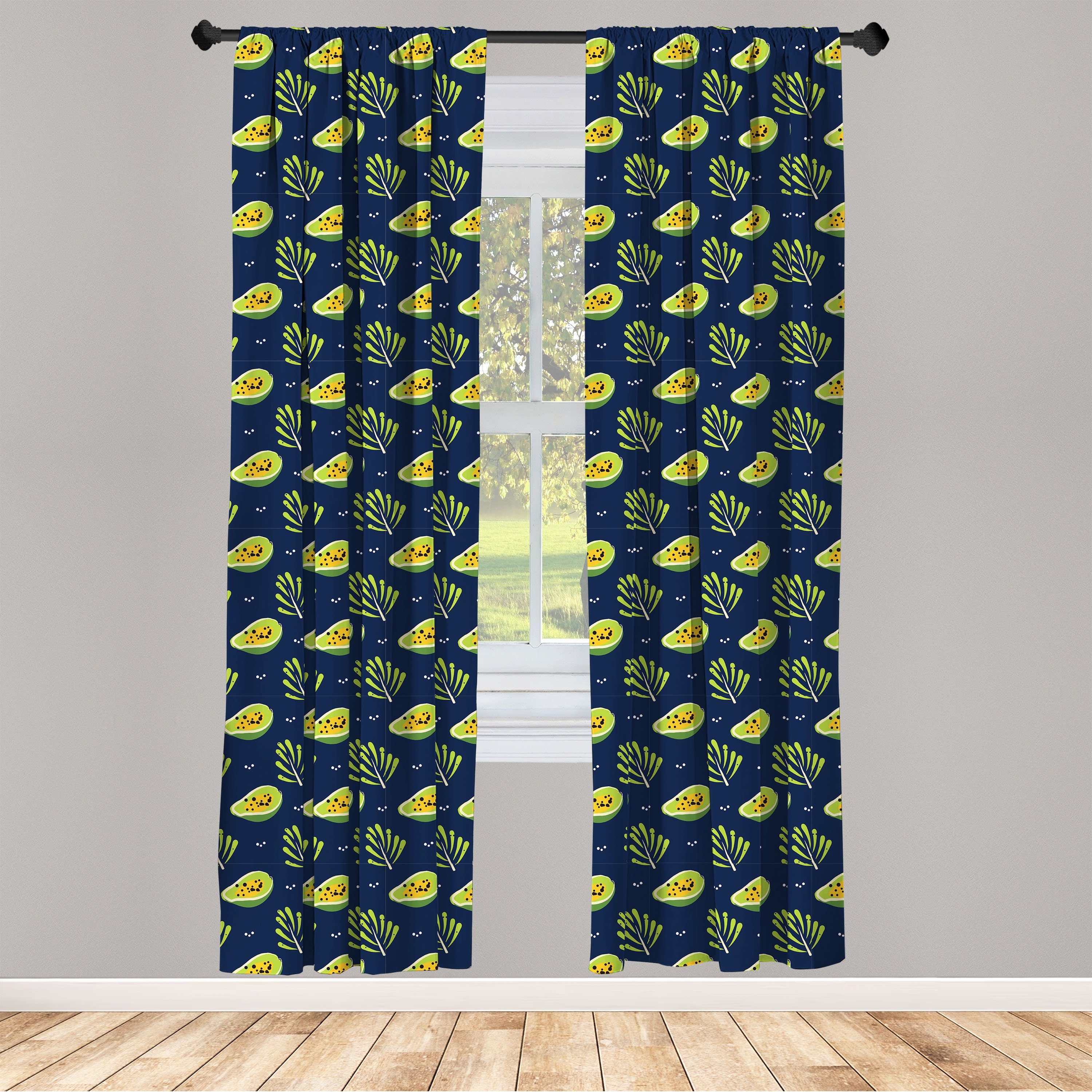 Gardine Vorhang für Wohnzimmer Schlafzimmer Dekor, Abakuhaus, Microfaser, Exotisch Tropische Papaya und Branchen