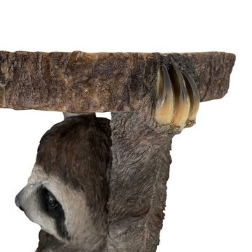 Online-Fuchs Beistelltisch als Faultier mit runder Baumscheibe in Holz Optik - Outdoor geeignet! (Nachttisch, Sofatisch, Gartentisch, Dekofigur), Maße ca. 51 cm hoch, 36 cm breit und 31 cm tief