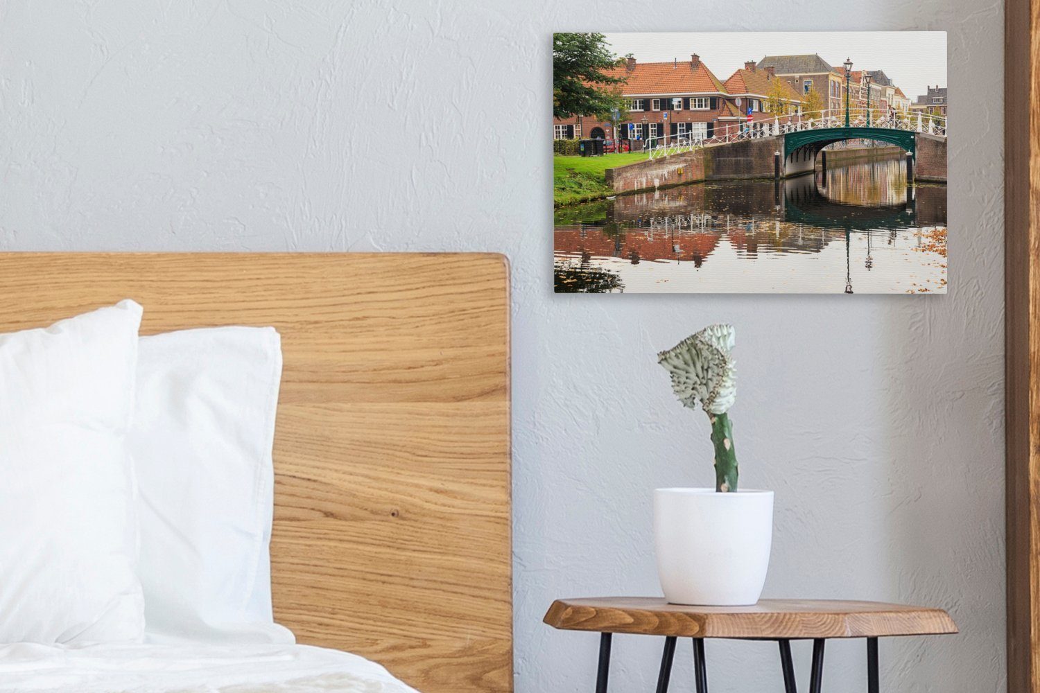 Leiden (1 St), 30x20 - Wanddeko, Leinwandbilder, Aufhängefertig, Leinwandbild cm OneMillionCanvasses® Haus, Wasser - Wandbild