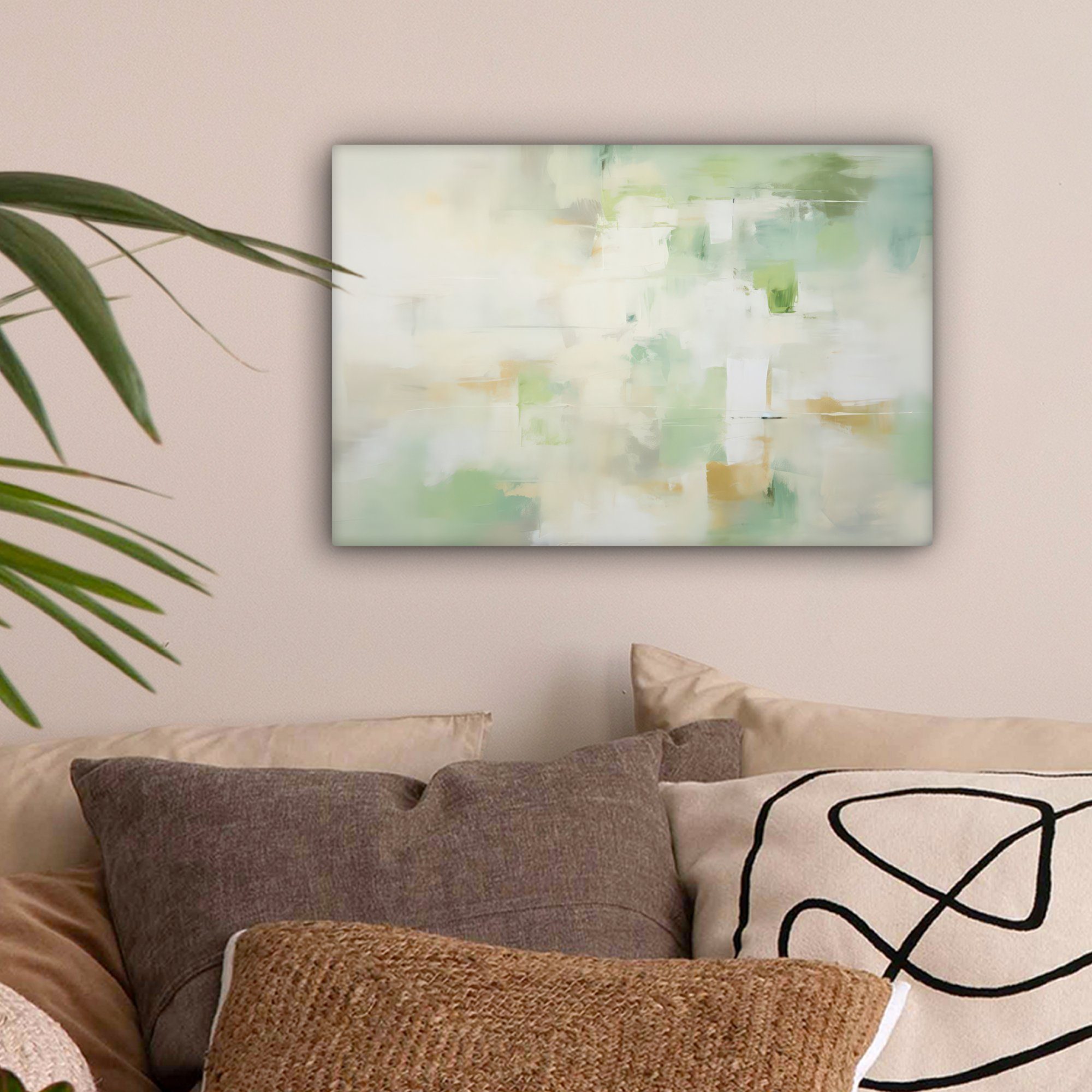OneMillionCanvasses® Leinwandbild Abstrakt - Kunst - Weiß - Grün - Modern, günstig online kaufen