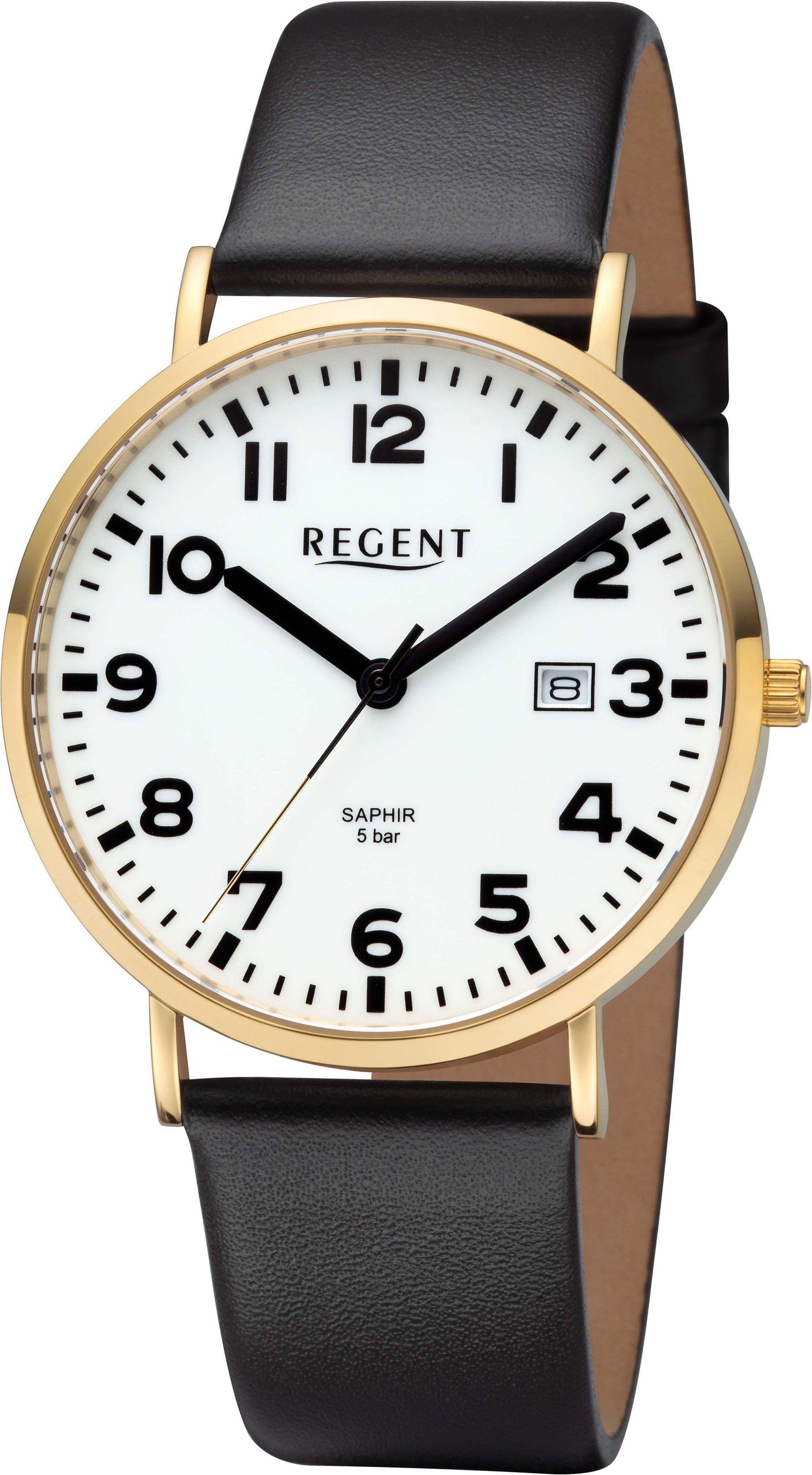 Regent Quarzuhr BA-797 - 30413GP, Armbanduhr, Herrenuhr, Datum, Saphirglas