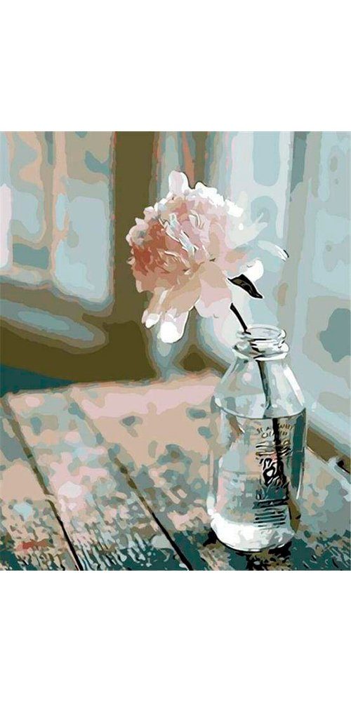 VBS Malvorlage Раскрась по номерам Weiße Blume, 40 cm x 50 cm auf Keilrahmen