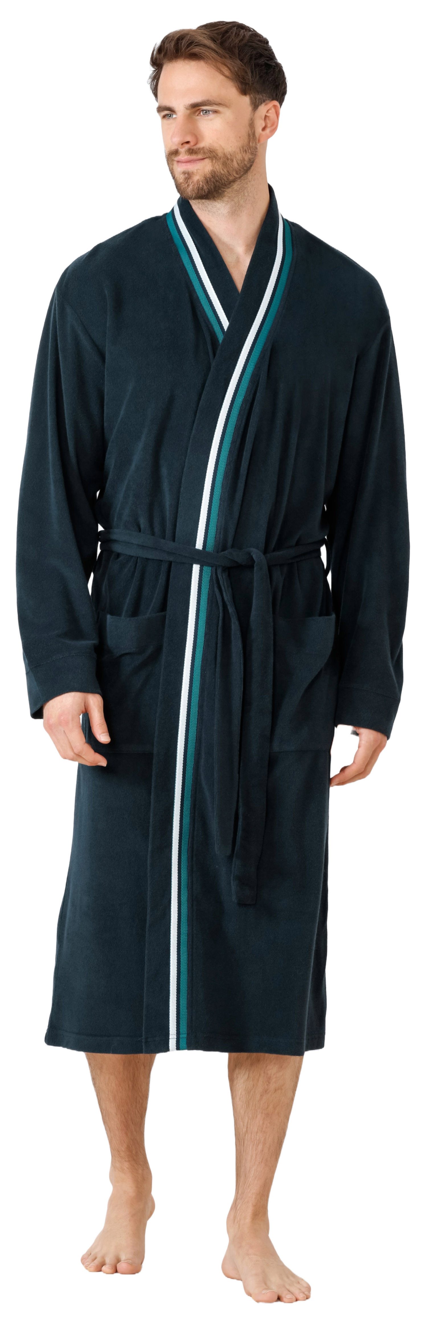 Hajo Herrenbademantel Herren Morgenmantel, Midi, Baumwollmischung, günstig online kaufen