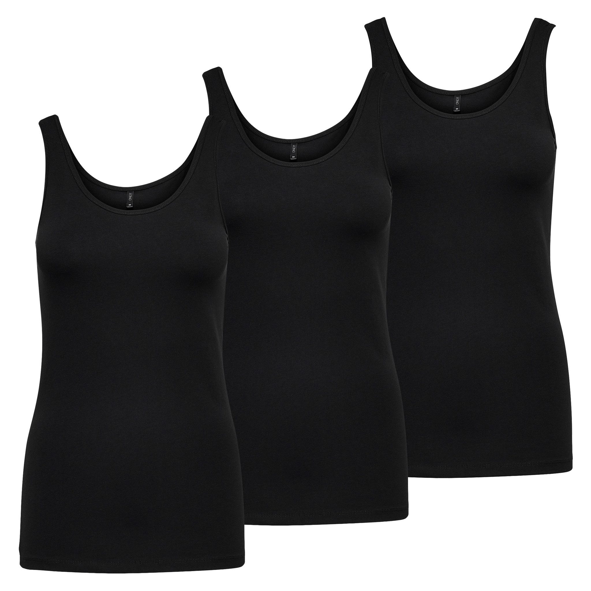 ONLY Tanktop 3er Pack Live Love Sleeveless Tank Tops mit extra langer Passform