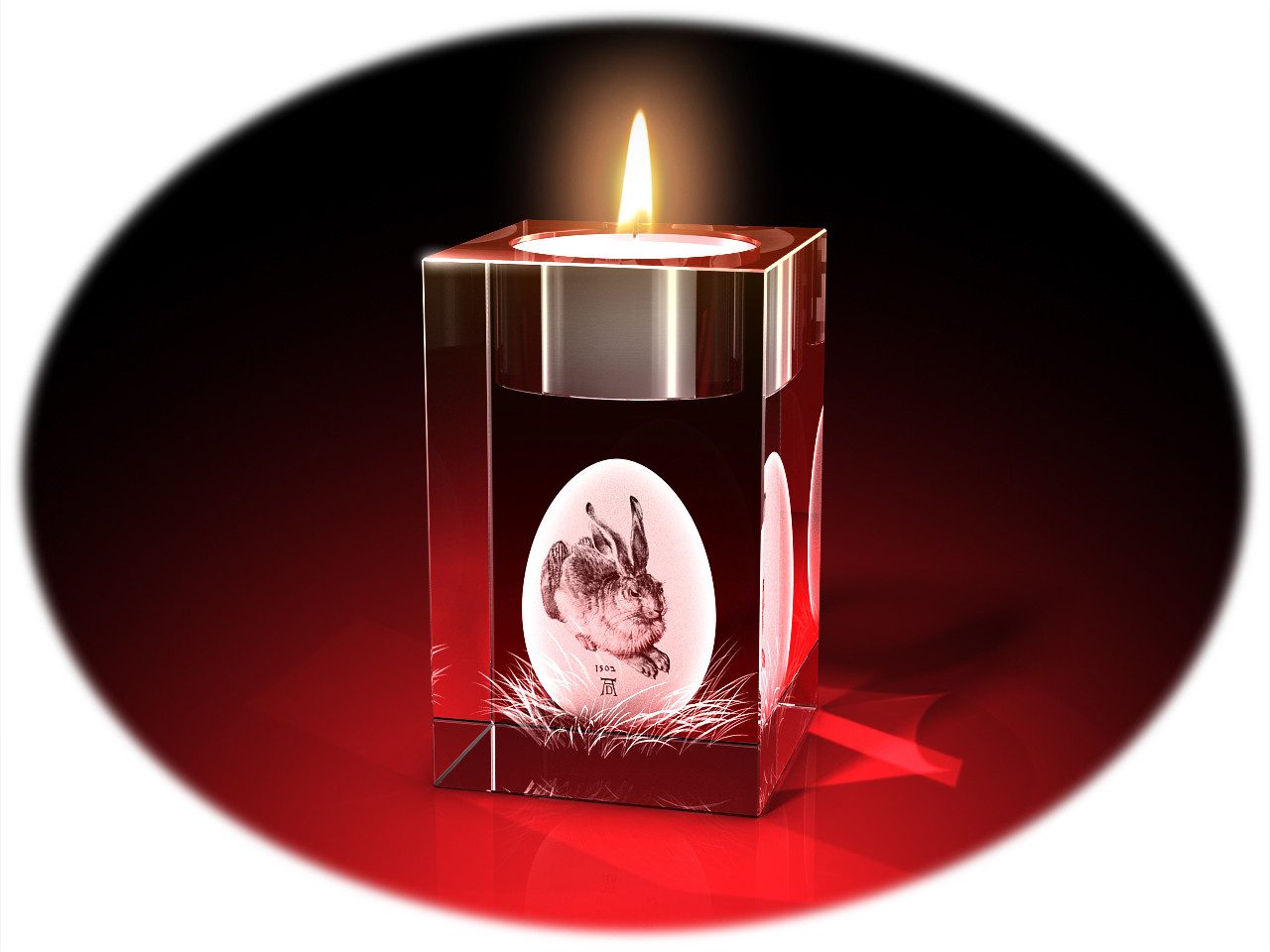GLASFOTO.COM Teelichthalter Oster-Teelichthalter (einzeln), Ostern, 3D-Motive, Kristallglas