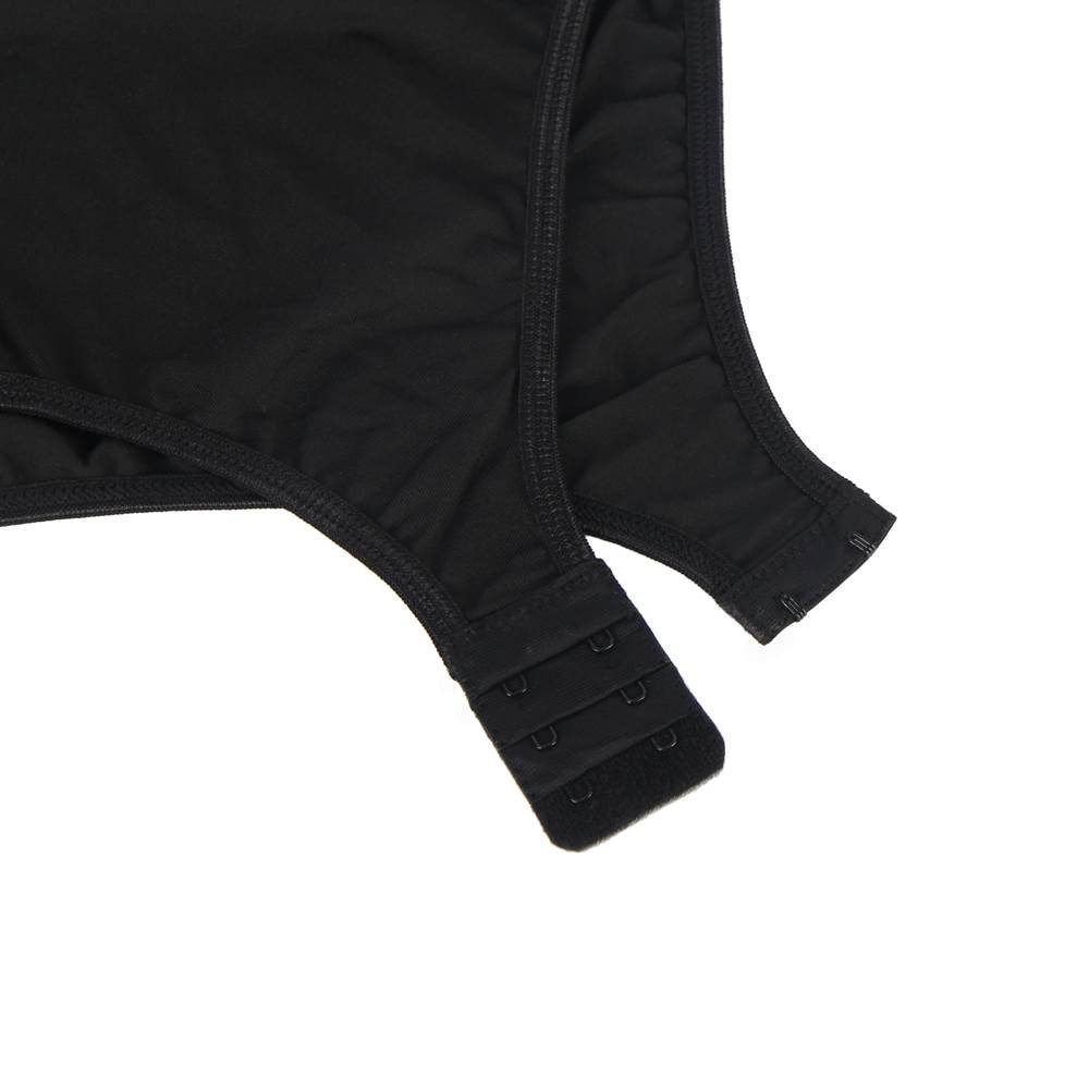 HO-Ersoka Langarmbody Body Teddy langarm blickdicht mit Spitzeneinsatz schwarz XL (44) Druckknöpfe im Schritt
