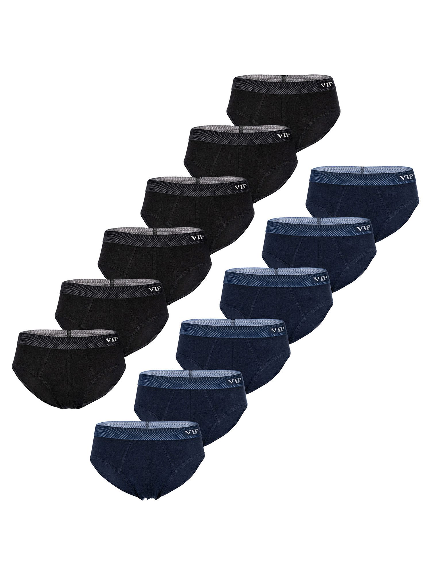 VIP Slip Premium Jersey Stretch - 12er Set - klassische Unterhosen (12-St) Unterwäsche Männer Herren Uni Baumwoll-Mix (95% Baumwolle) 12-Pack
