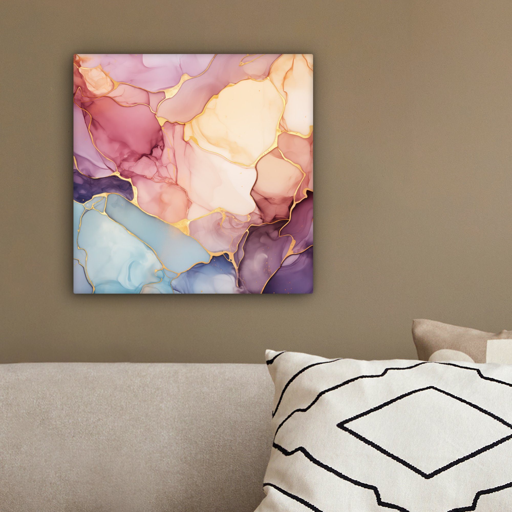 Leinwand Farbenfroh, - cm Leinwandbild Marmor OneMillionCanvasses® (1 Bilder 20x20 St), Schlafzimmer, Wohnzimmer für