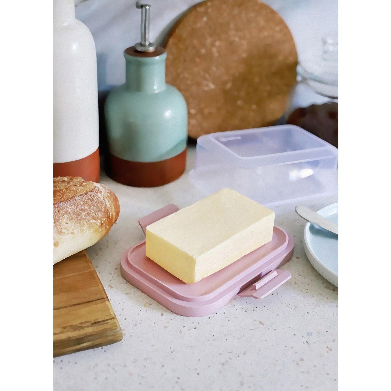 Engelland Butterdose Stapelbare Butter-/Käsedose, Kunststoff, (Vorteils-Set, 2-tlg., mit sicherem Klickverschluss), stapelbar, platzsparend, Ordnung im Kühlschr – Bild 2 von 5