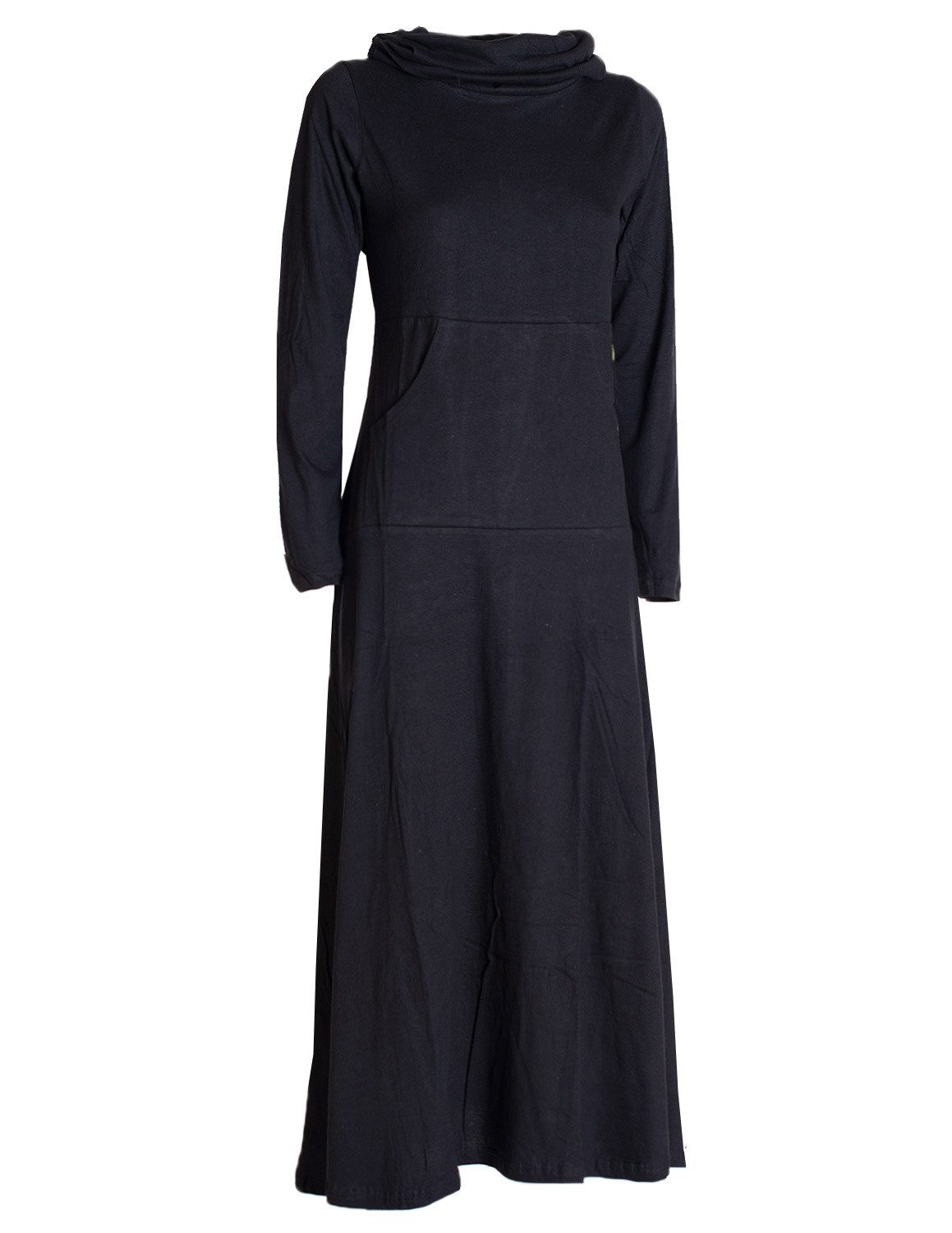 Vishes Maxikleid Damen Maxi-Kleid Baumwolle Casual Rollkragen mit Tasche Alternative Bekleidung, Ethno, Hippie, Retro Style – Bild 4 von 5