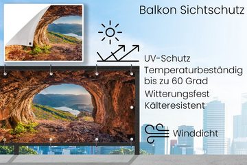 MuchoWow Balkonsichtschutz Höhle - Berg - Landschaft - Natur (1-St) Balkonbanner, Sichtschutz für den Balkon, Robustes und wetterfest