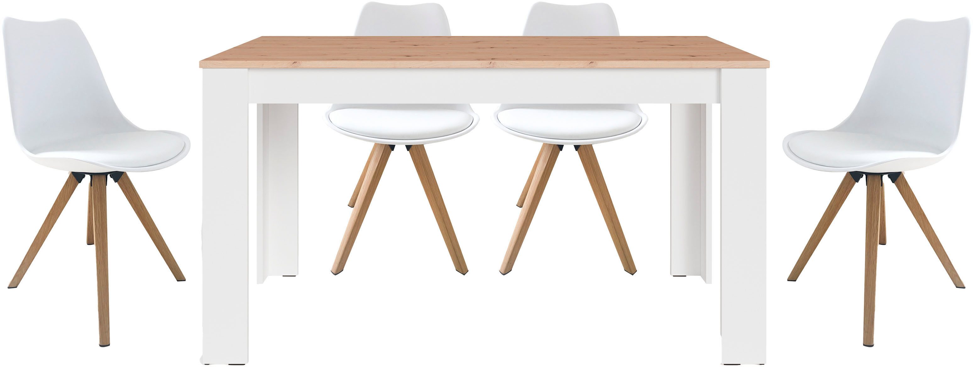 byLIVING Essgruppe Kira, (Set, 5-tlg), modernes Set mit 4 Stühlen in mehreren Farben und Größen erhältlich
