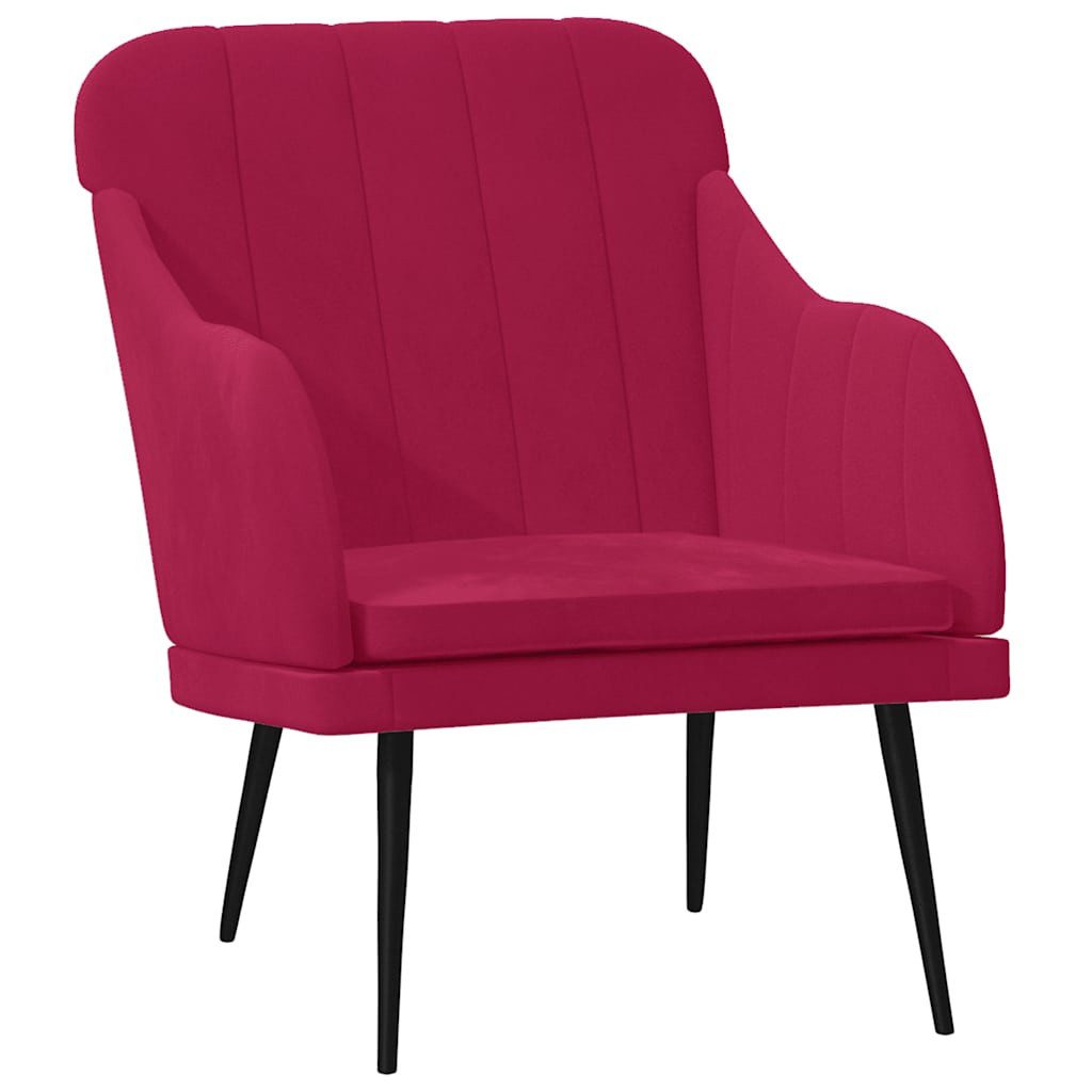 vidaXL Sessel Sessel Weinrot 63x76x80 cm Samt (1-St)