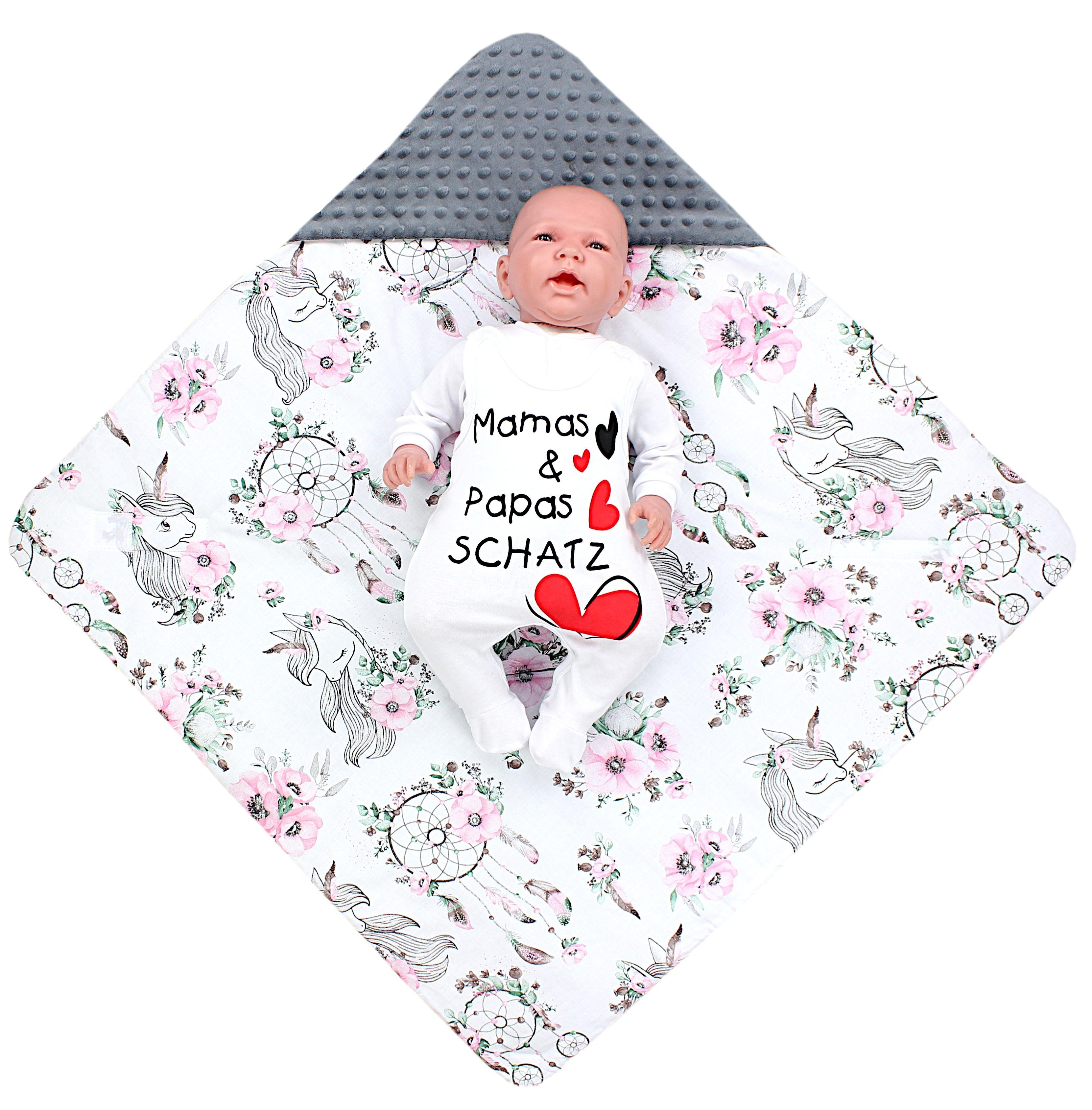 Einschlagdecke Baby Winter 75 / x TupTam Decke Einhorn Wickeldecke Rosa für Babyschale Traumfänger / Einschlagdecke 75