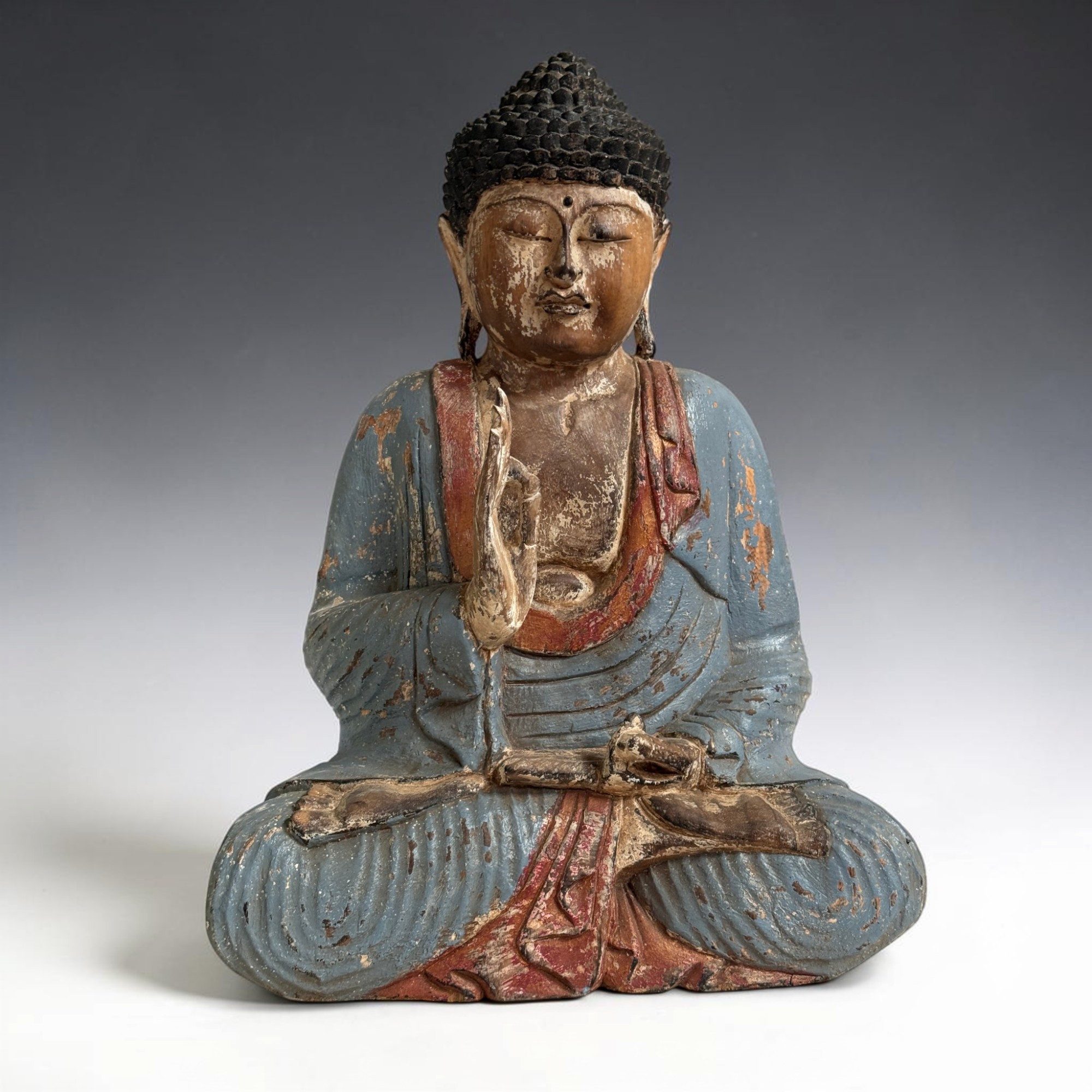 Asien LifeStyle Buddhafigur Teaching Buddha Figur 53cm Suarholz Indonesien massiv 8kg Vintage Look