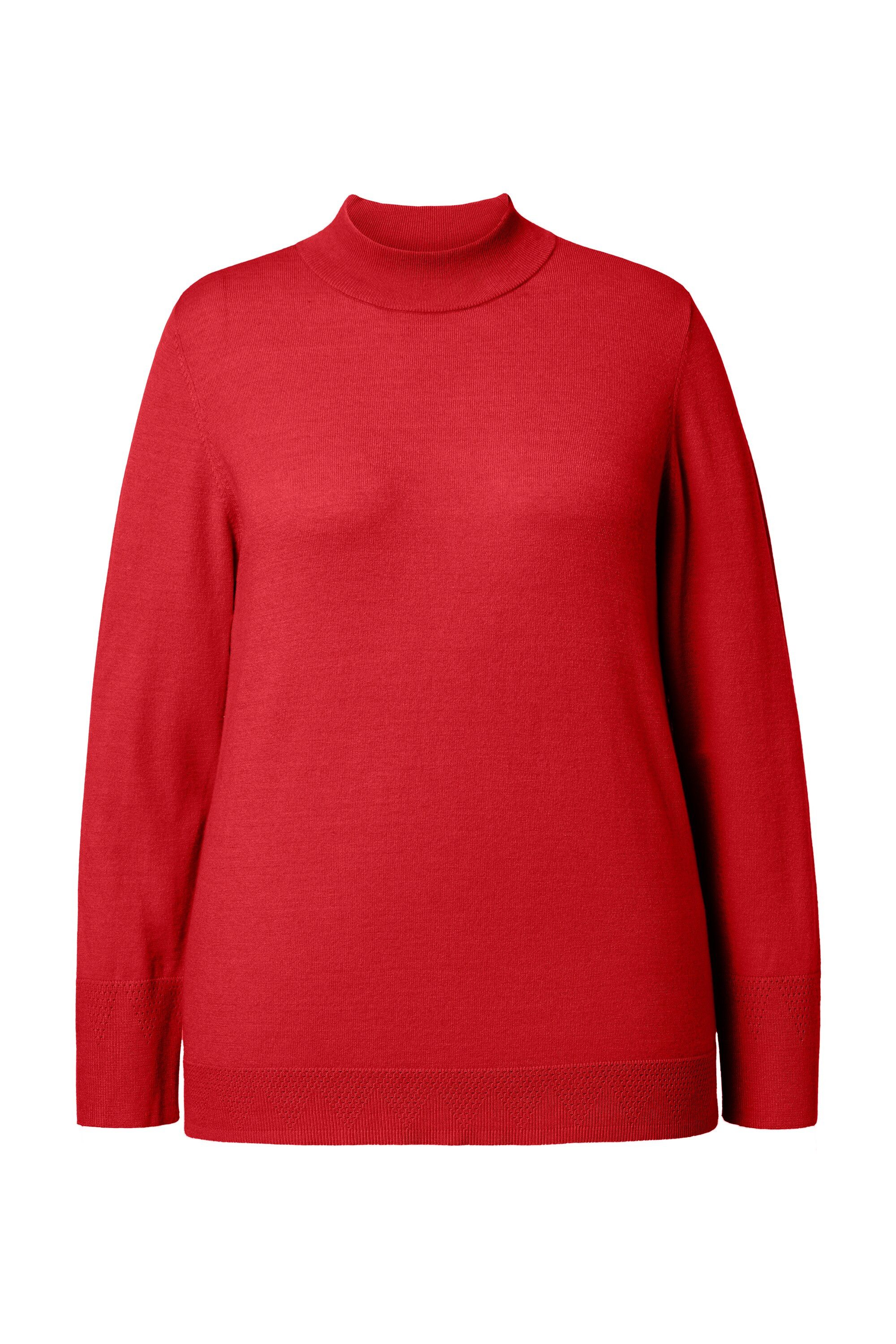 Ulla Popken Strickpullover Pullover Stehkragen Langarm Rippbündchen günstig online kaufen
