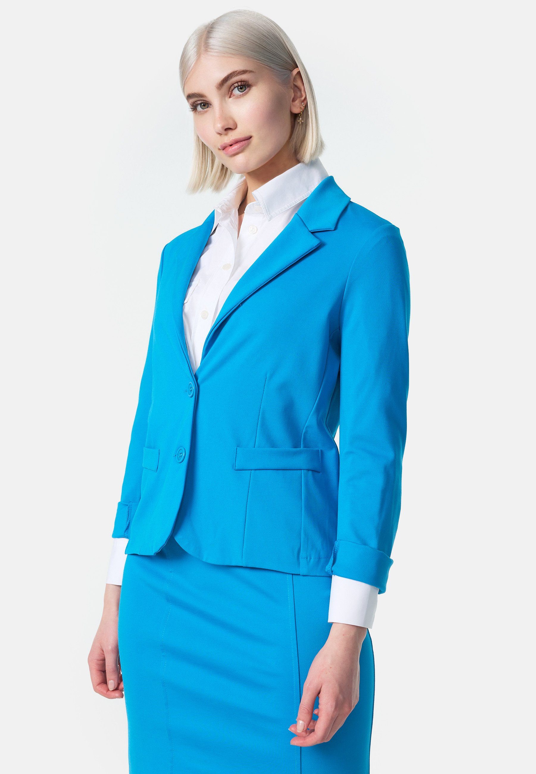 Reverskragen) Blazer Sakko SELECTED PM-11-2 PM Blau mit (Sportliches Business Kurzblazer