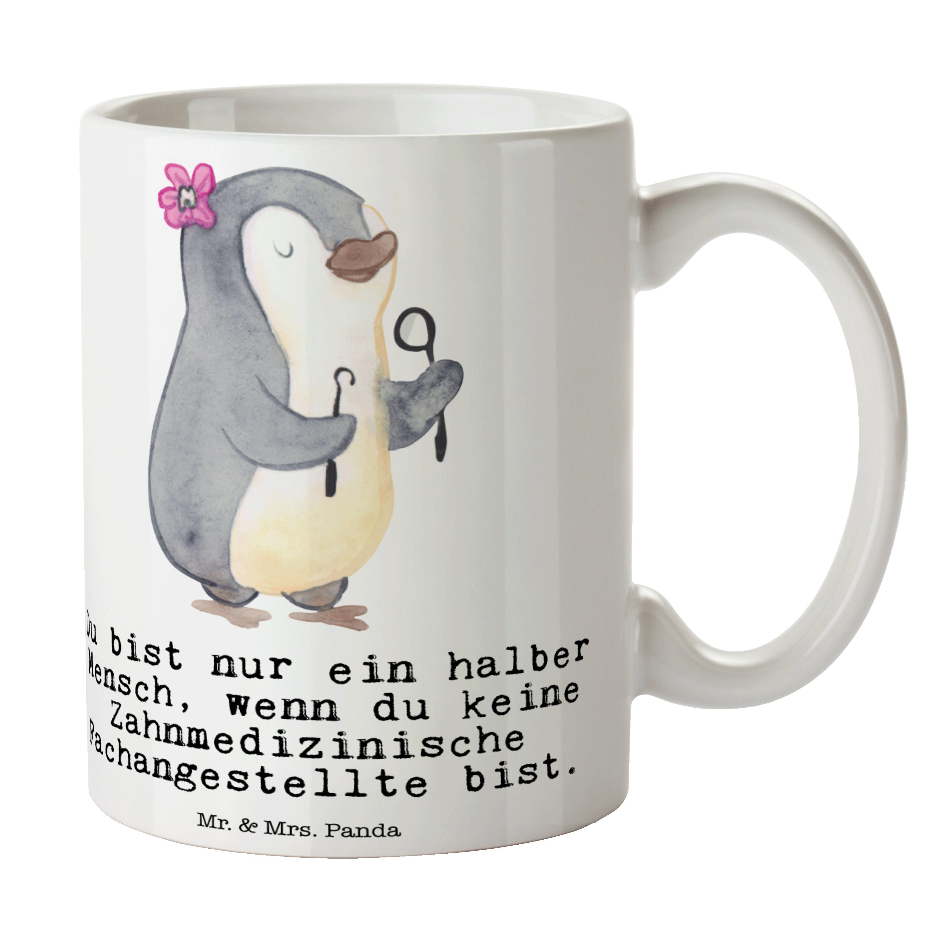 Mr. & Mrs. Panda Tasse Zahnmedizinische Fachangestellte mit Herz - Weiß - Geschenk, Büro Tas, Keramik