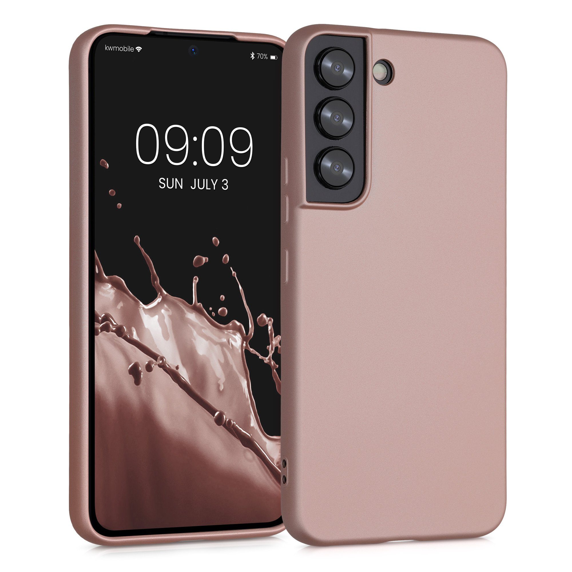 kwmobile Handyhülle Handyhülle für Samsung Galaxy S22 Hülle, Silikon Case metallisch schimmernd - Schutzhülle Cover