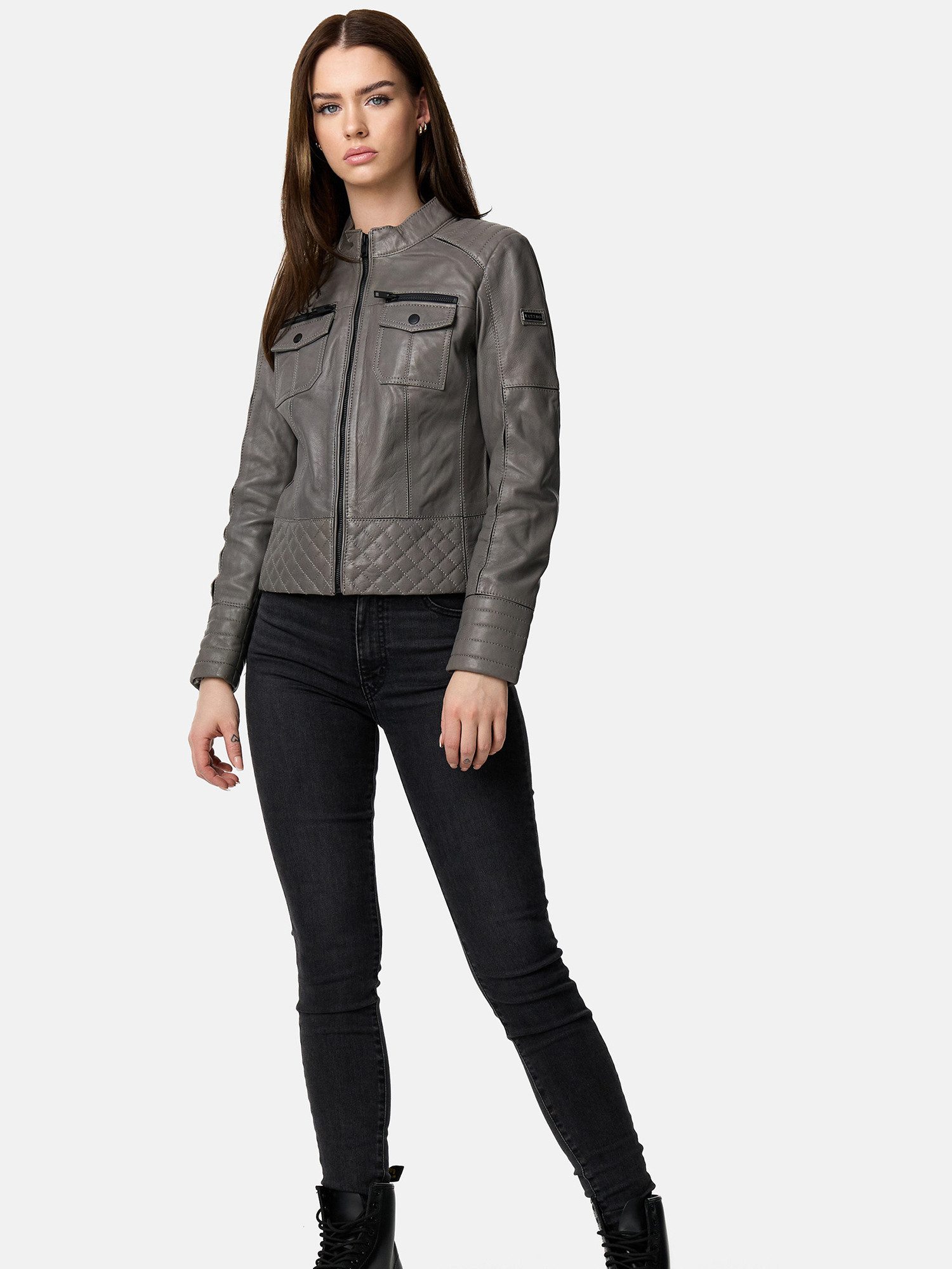 Tazzio Lederjacke F524 moderne & zeitlose Damen Jacke im Biker Look