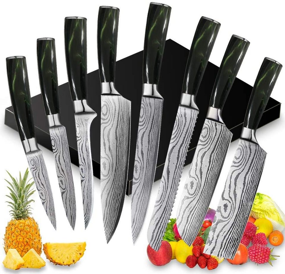 2er Messerset Santokumesser Scharfes Edelstahl-Messer Obst Küchenschere Küche