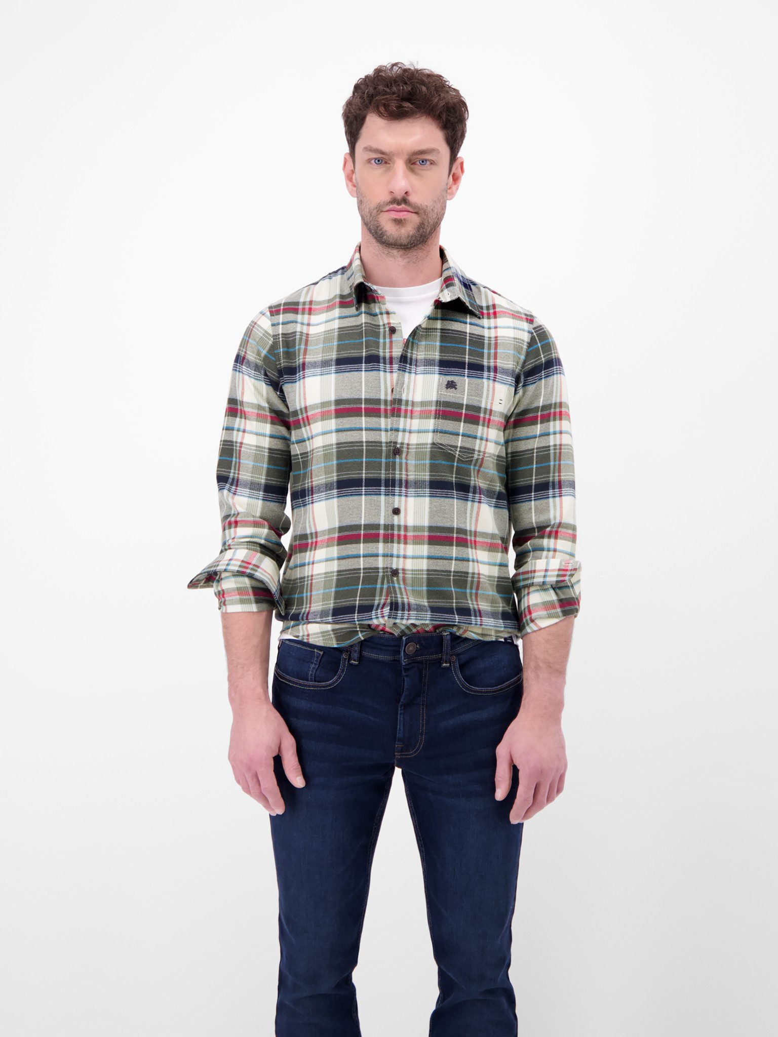 LERROS Karohemd mit Logo Stickerei