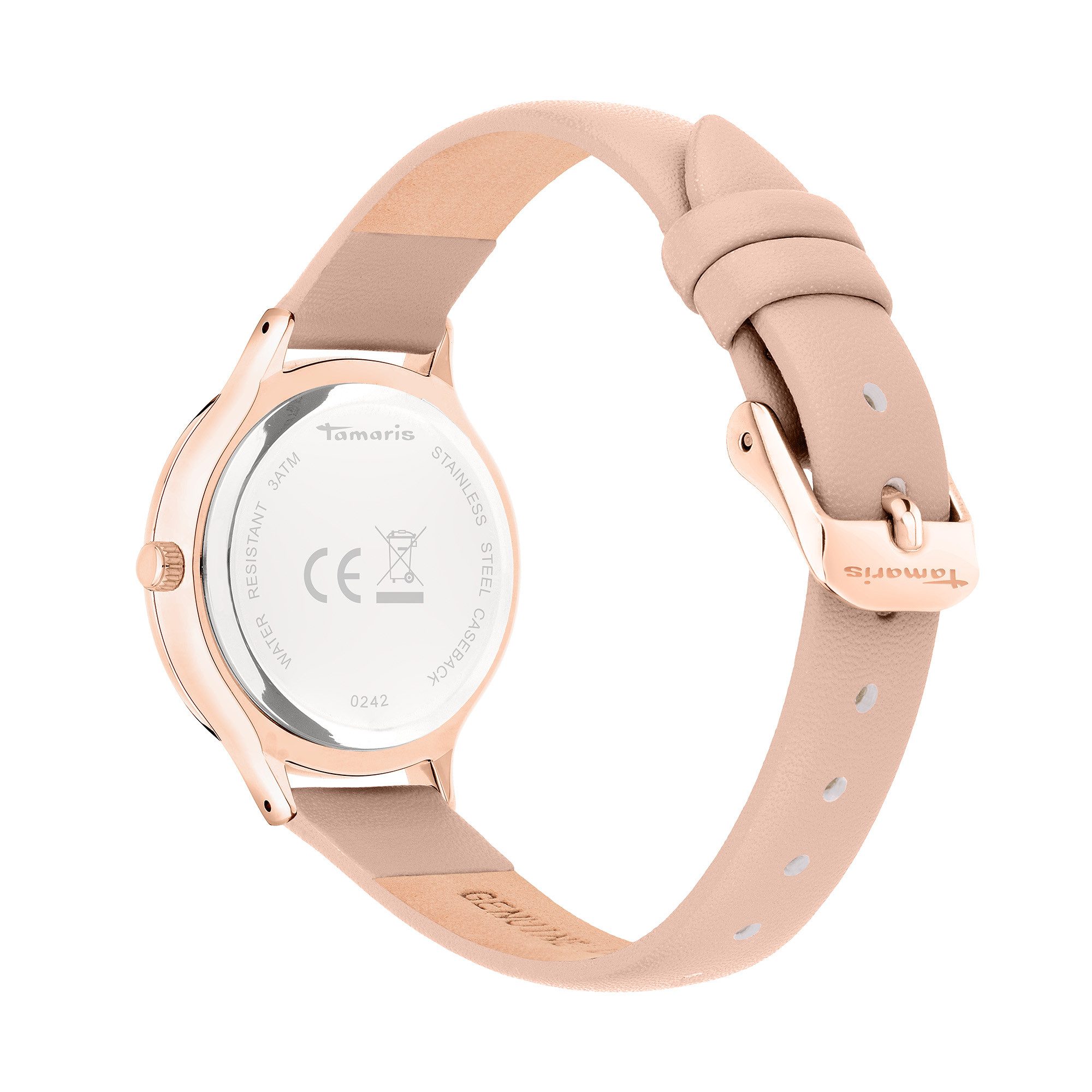 Tamaris Quarzuhr Life Tree TT-0242-LQ, Armbanduhr, Damenuhr, Lederarmband, analog, Glassteine