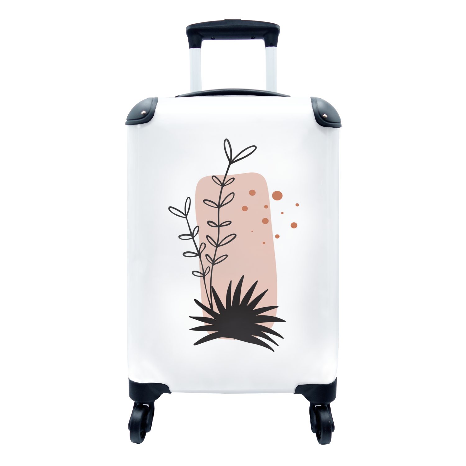 MuchoWow Handgepäckkoffer Pflanzen - Blätter Abstrakt Ferien, für Trolley, Botanisch, Reisetasche mit - Reisekoffer rollen, 4 Rollen, - Handgepäck