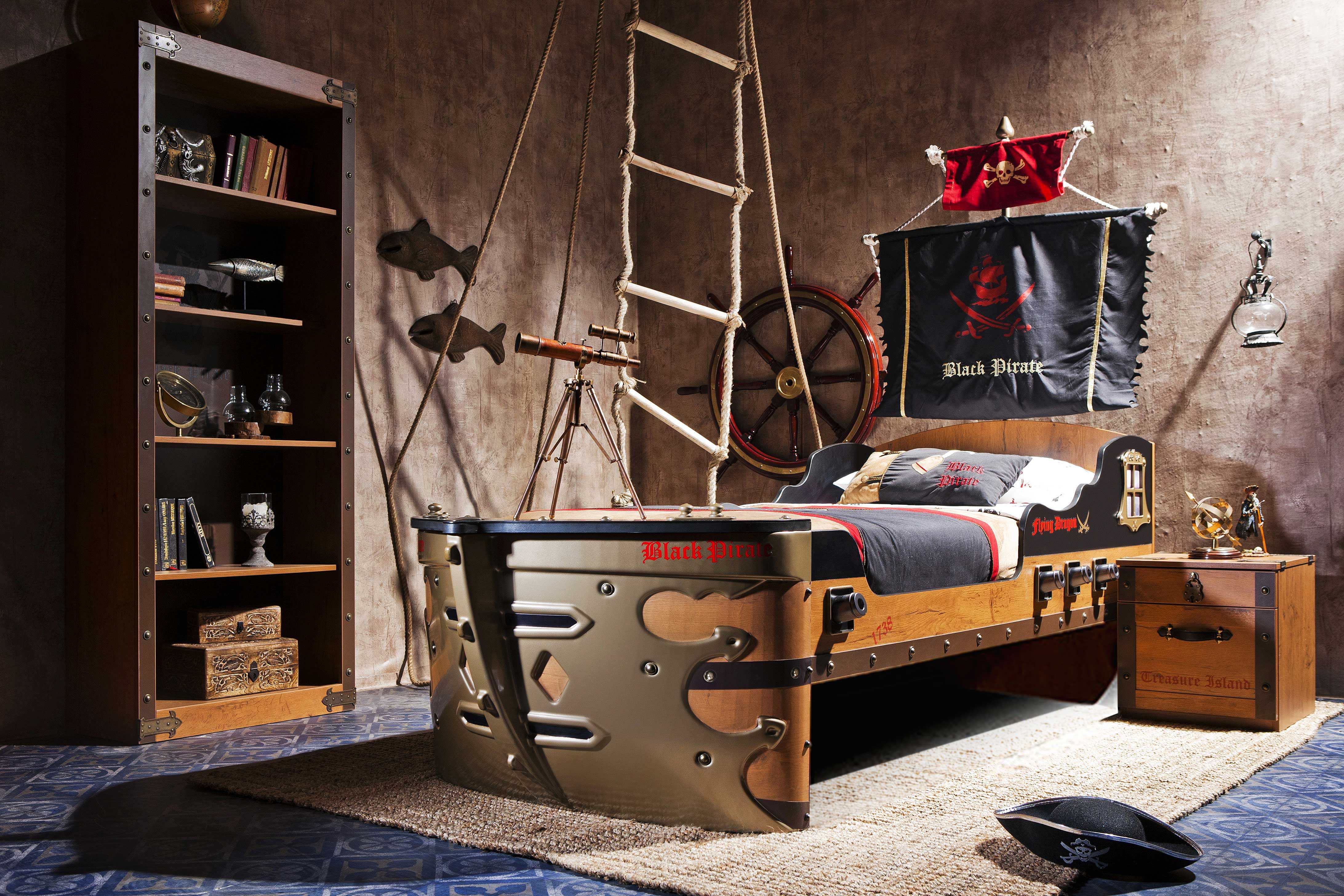 Möbel-Zeit Bett PIRATE Piratenschiff, 90x190 cm, günstig online kaufen