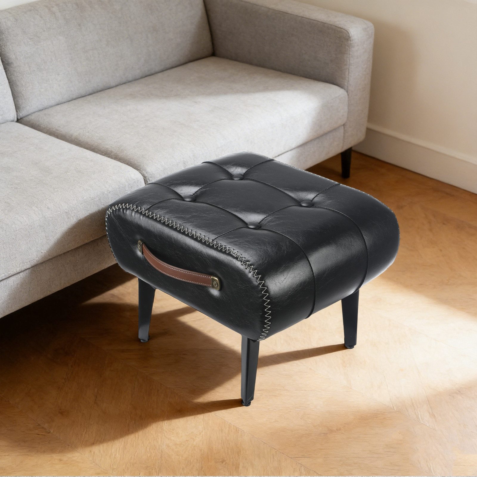 oyajia Fußhocker Beinstütze Sitzhocker, Rückenfreier Hocker (Hocker, dicke Polsterung, bis 100 kg belastbar), für Schlafzimmer, Wohnzimmer