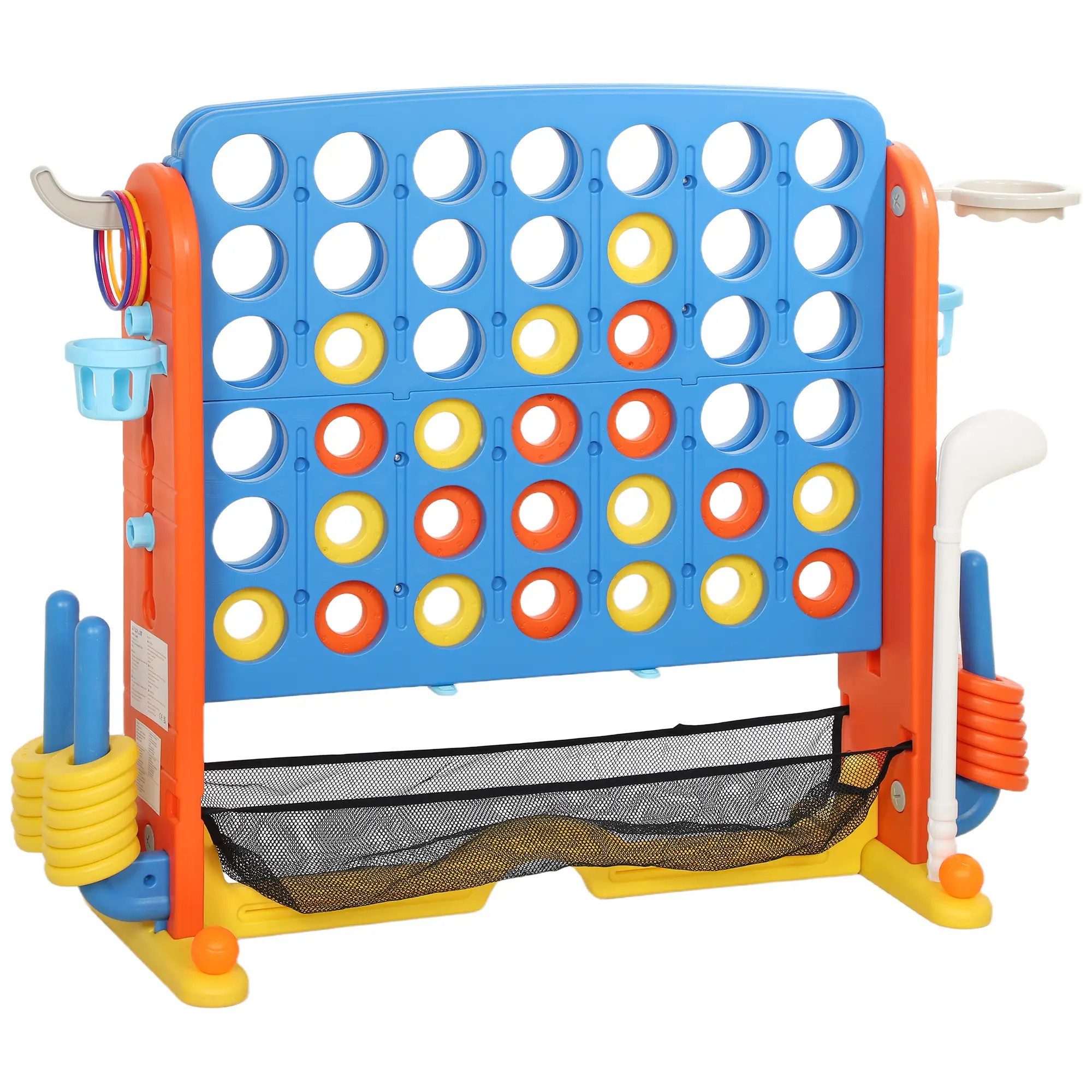 BlingBin Spiel 4 gewinnt Strategiespiel 4 Gewinnt Spielbrettsätze mit 42 Jumbo Ringen, 4-in-1 Игры-Set, Neustart Vier in Einer Reihe Spiel für Multiplayer