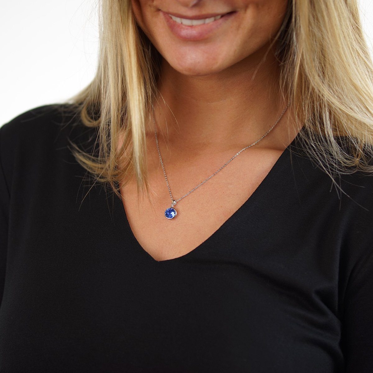 Materia Kettenanhänger Damen Kristallanhänger Ø10mm Blau günstig online kaufen