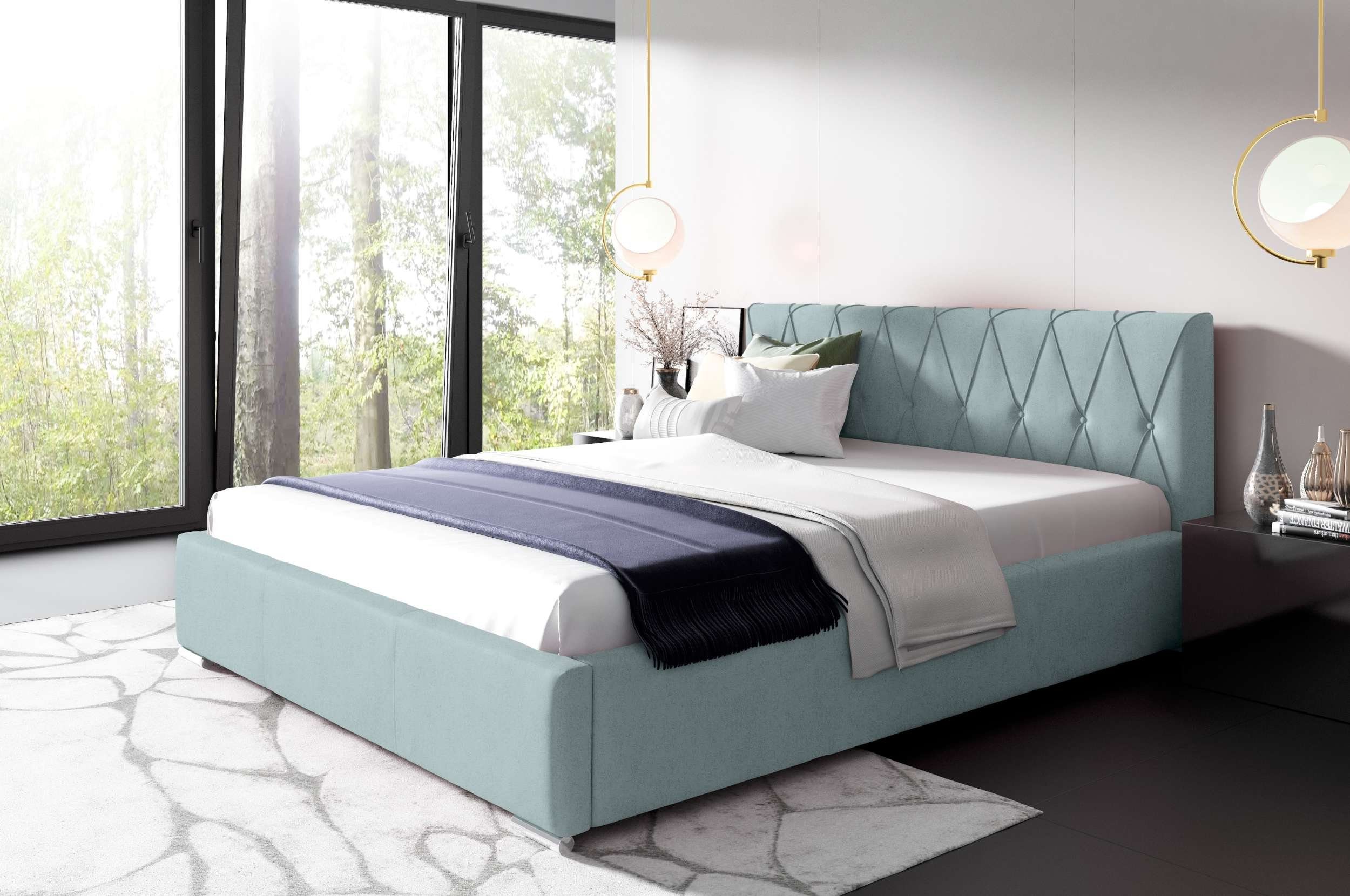 99rooms Polsterbett Lola (Schlafzimmerbett, Bett), 120/140/160/180/200x200 cm, wahlweise mit Bettkasten, mit Lattenrost