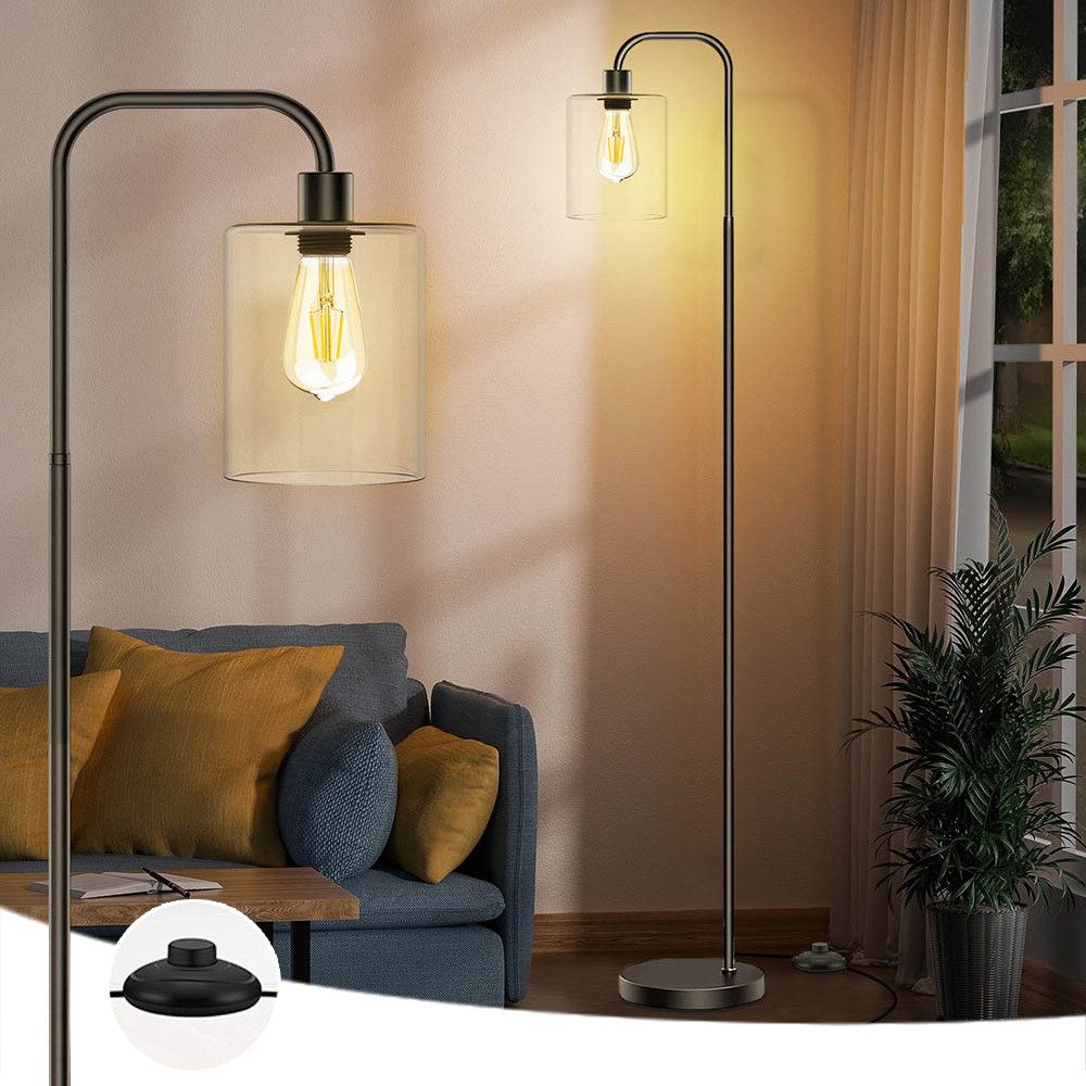 Stehlampe LED Stehleuchte mit Glaslampenschirm Modern Leselampe für Schlafzimmer