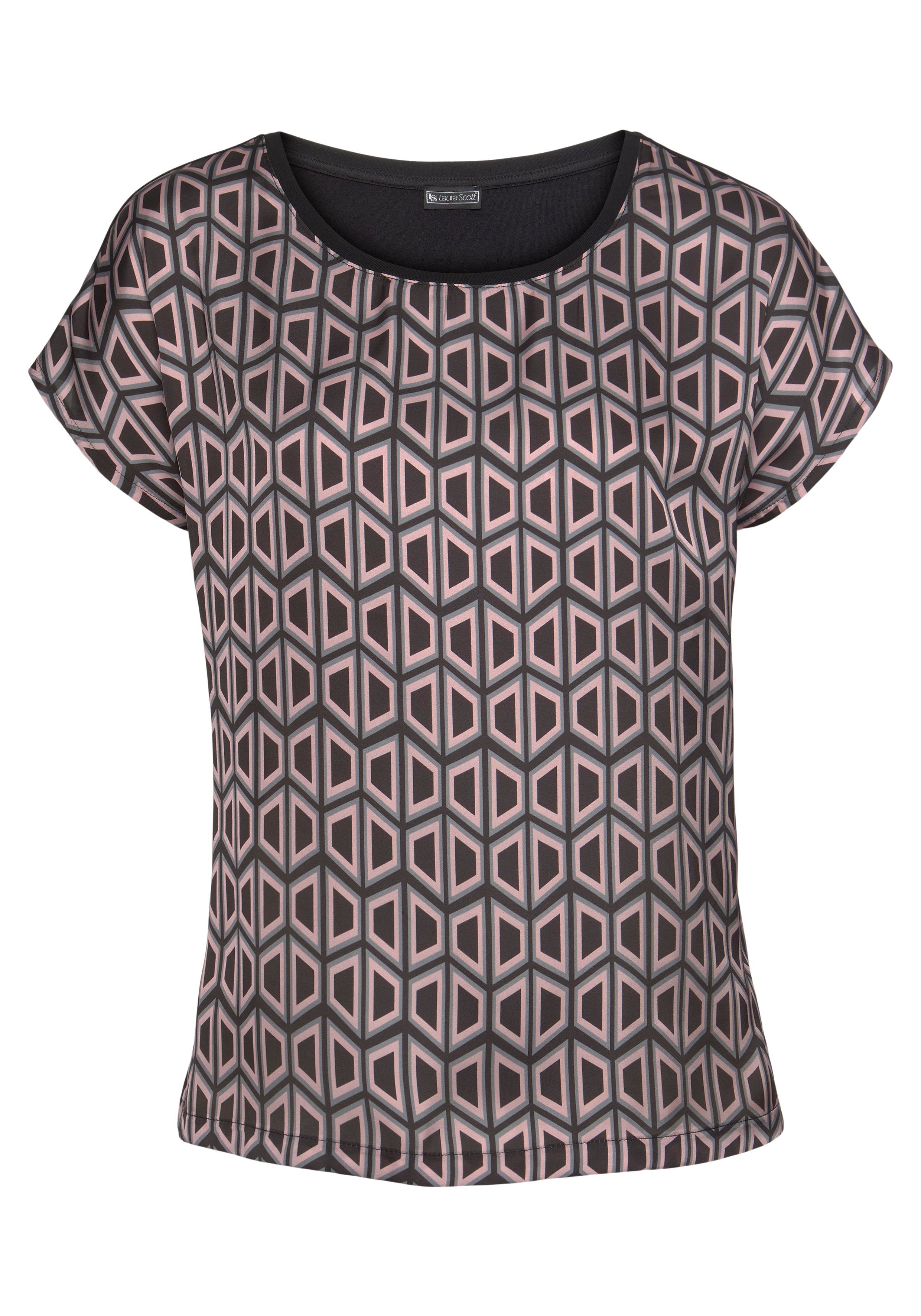 Laura Scott Shirtbluse gemustert und gestreift, femininer Stil, Rundhalsausschnitt. Reduzierter Preis € 32,99. Unverbindliche Preisempfehlung € 39,99, (€ 32,99 pro 1 Stk)