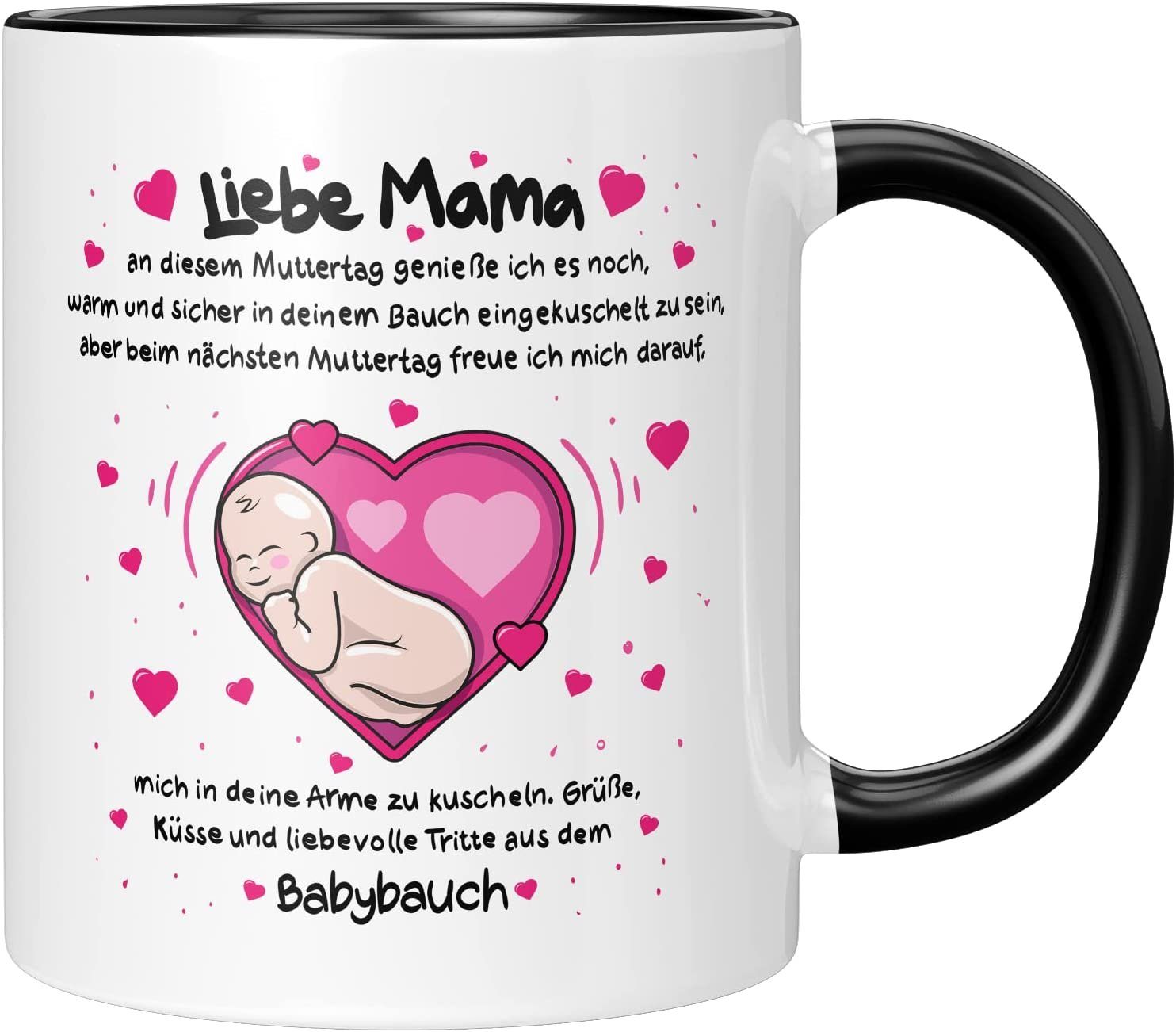 TassenTicker Tasse LIEBTASTISCH - Liebe Mama - Muttertag -Geschenk für eine werdende Mama, 330ml Schwarz
