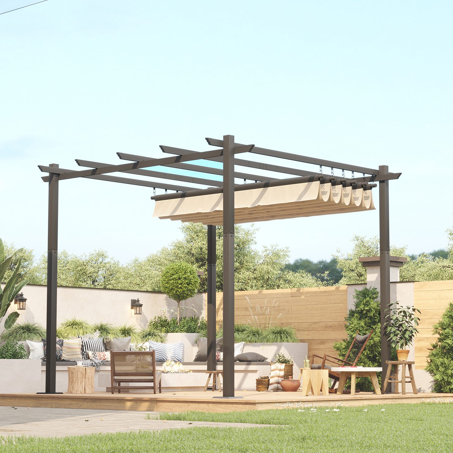 HOMALL Pavillon Pergola 3x3/3x4m Gartenpavillon Pavillon mit Aluminiumrahme günstig online kaufen