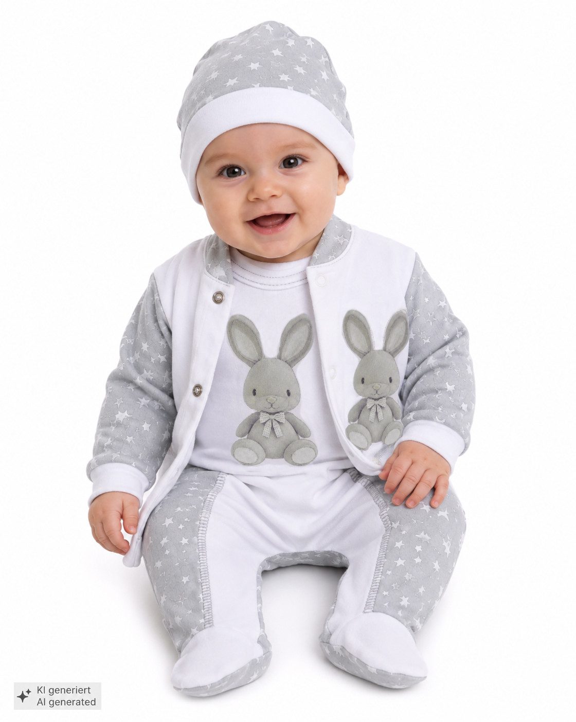 La Bortini Strampler Baby Set Erstlingsset Stramplerhose Hemdchen Mütze für Neugeborene (Erstausstattung, für Jungen und Mädchen, Anzug 3-teilig) Baumwolle – Bild 2 von 4