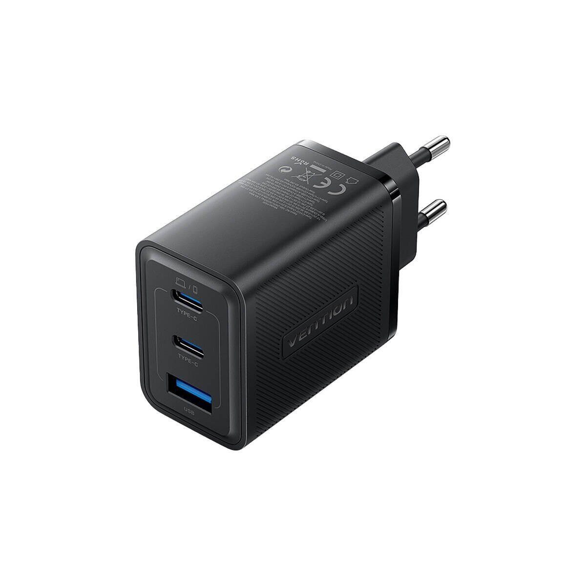 VENTION Wandladegerät 2xUSB-C, USB-A, 65W/65W/30W, GaN Smartphone-Ladegerät