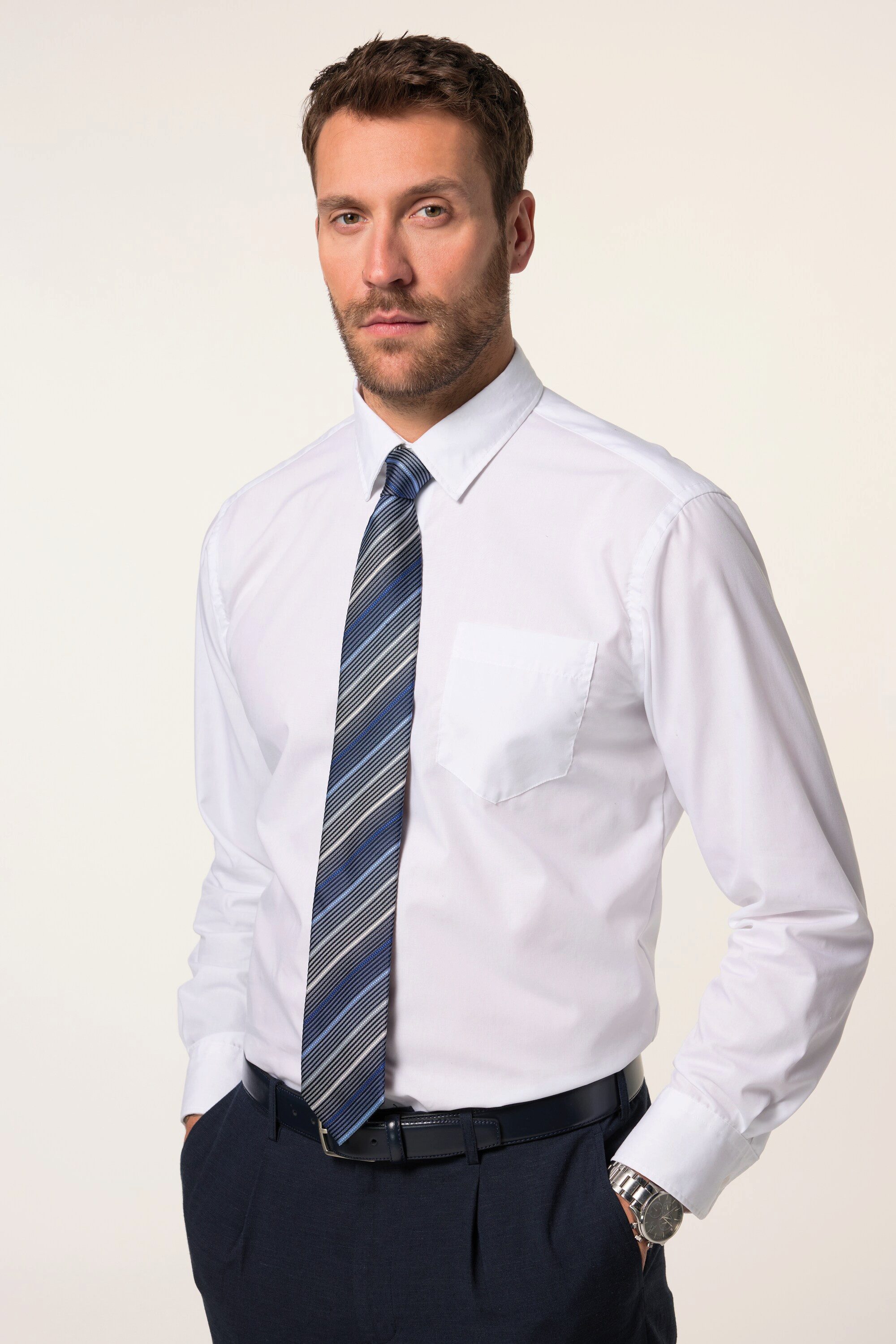 JP1880 Krawatte Seiden-Krawatte Streifen Extralänge 75 cm breit