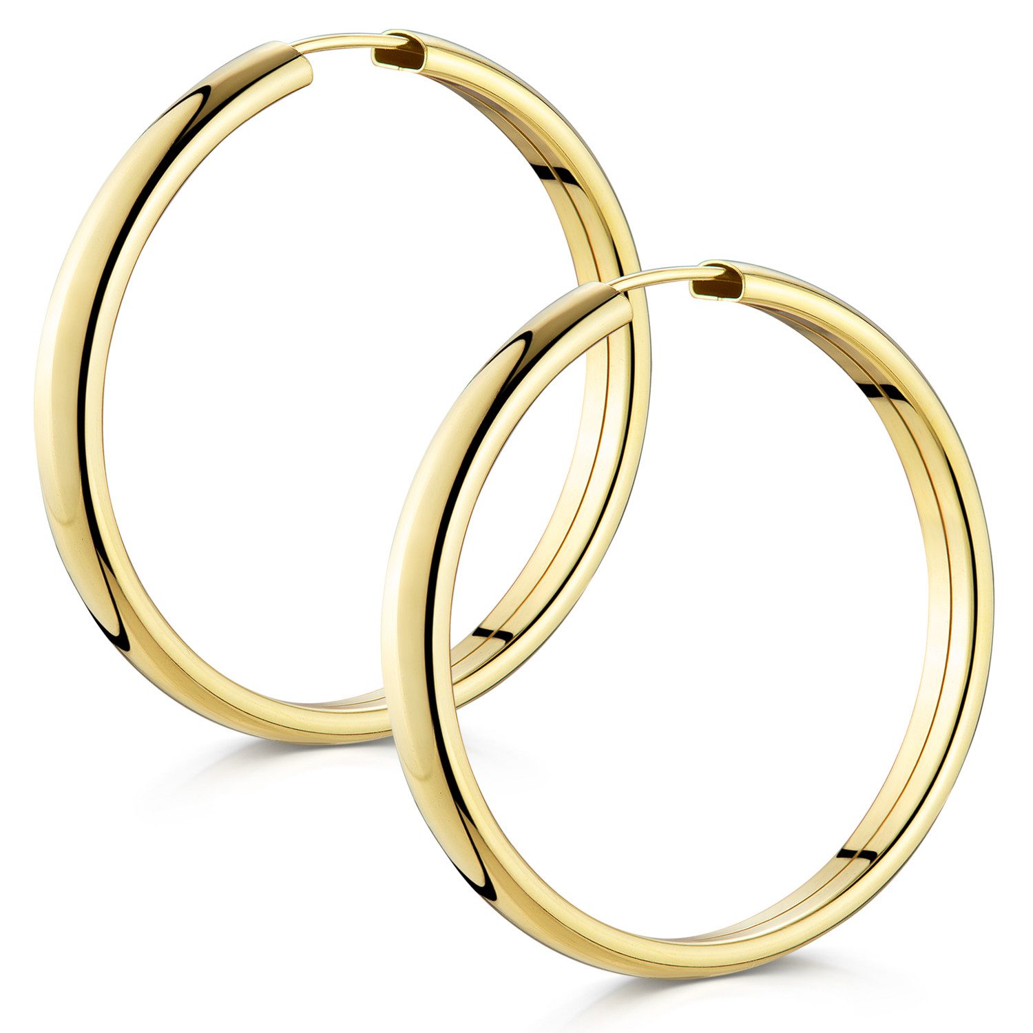 Materia Paar Creolen Damen Gold breit Ø40mm SO-356, Sterlingsilber, vergoldet