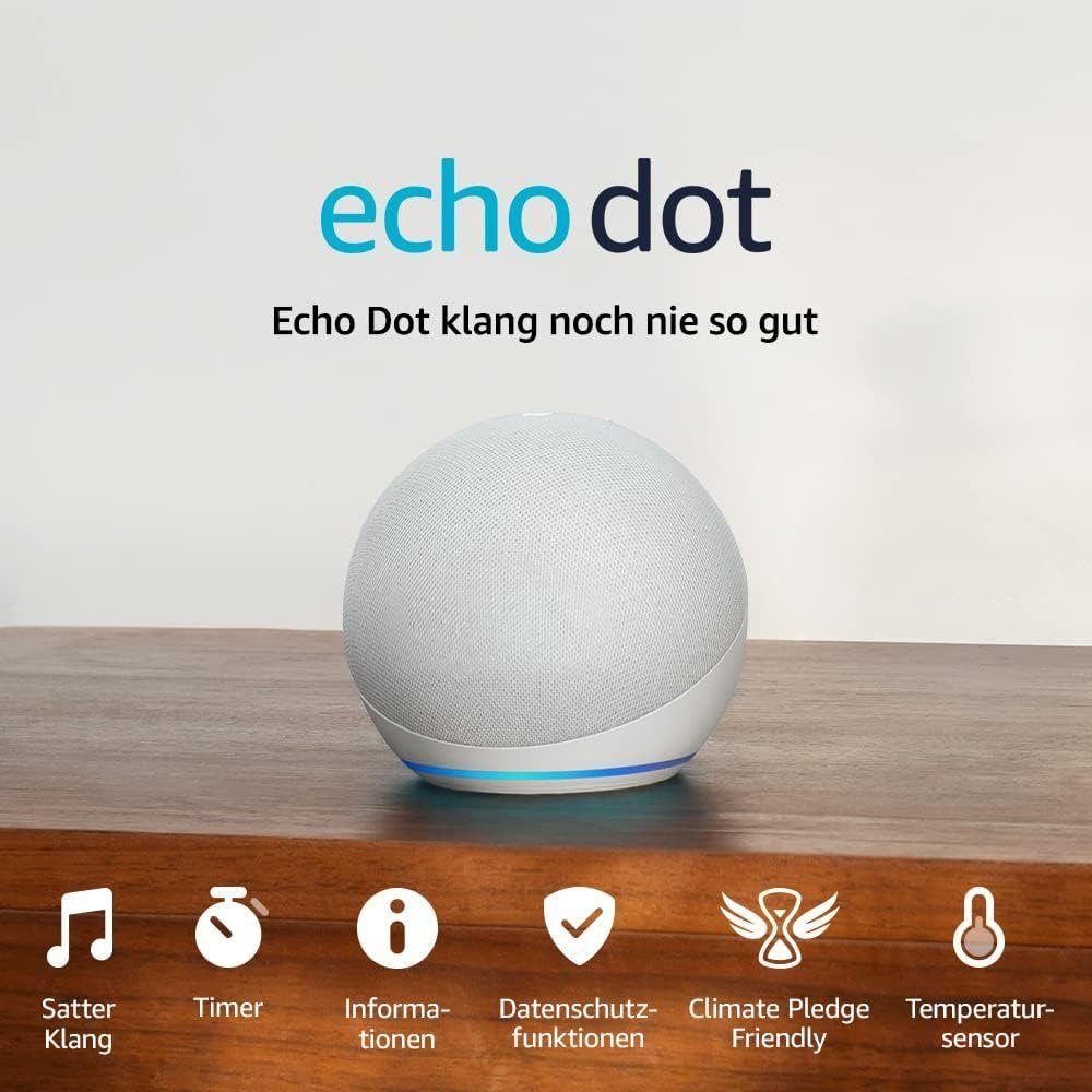 Sprachsteuerung) Smart Amazon Sprachgesteuerter Generation) (WiFi), Alexa Weiß (5. Lautsprecher Echo (WLAN Bluetooth, Dot